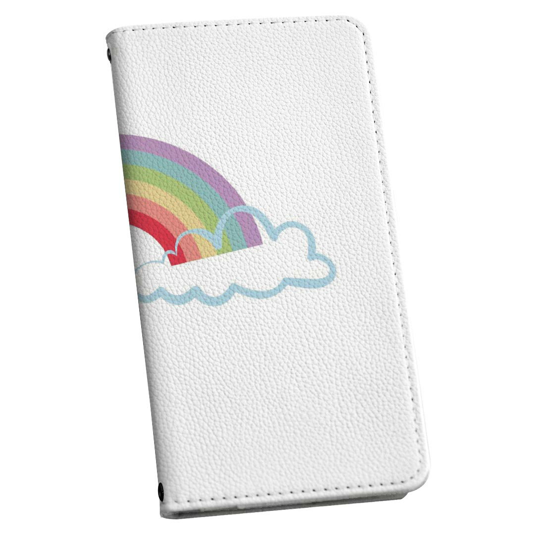 Galaxy S25 用 SC-51F / SCG31 (SM-S931) 共通対応 内側プリント ケース カバー sh53e 対応 ケース カバー 手帳型 マグネット式 ピタッと閉まる レザーケース カード収納 ポケット 031878 虹 イラスト