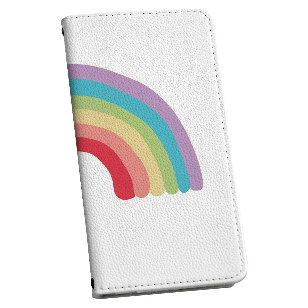 iPhone12 mini 5.4インチ 専用 手帳型ケース ストラップ付き ショルダー スマホ 落下防止 手帳型 マグネット式 ピタッと閉まる スマホカバー 肩掛け 斜めかけ 031881 虹 イラスト シンプル