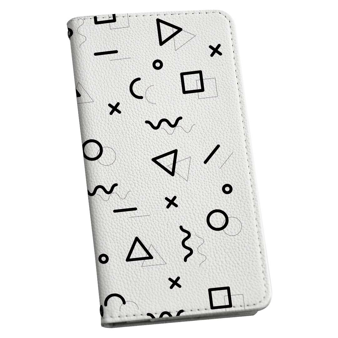 AQUOS wish4 用 ケース カバー 手帳型 SH-52E / A402SH / 共通対応 マグネット式 ピタッと閉まる レザーケース sh52e カード収納 ポケット igcase 033415 丸 三角 四角(2)