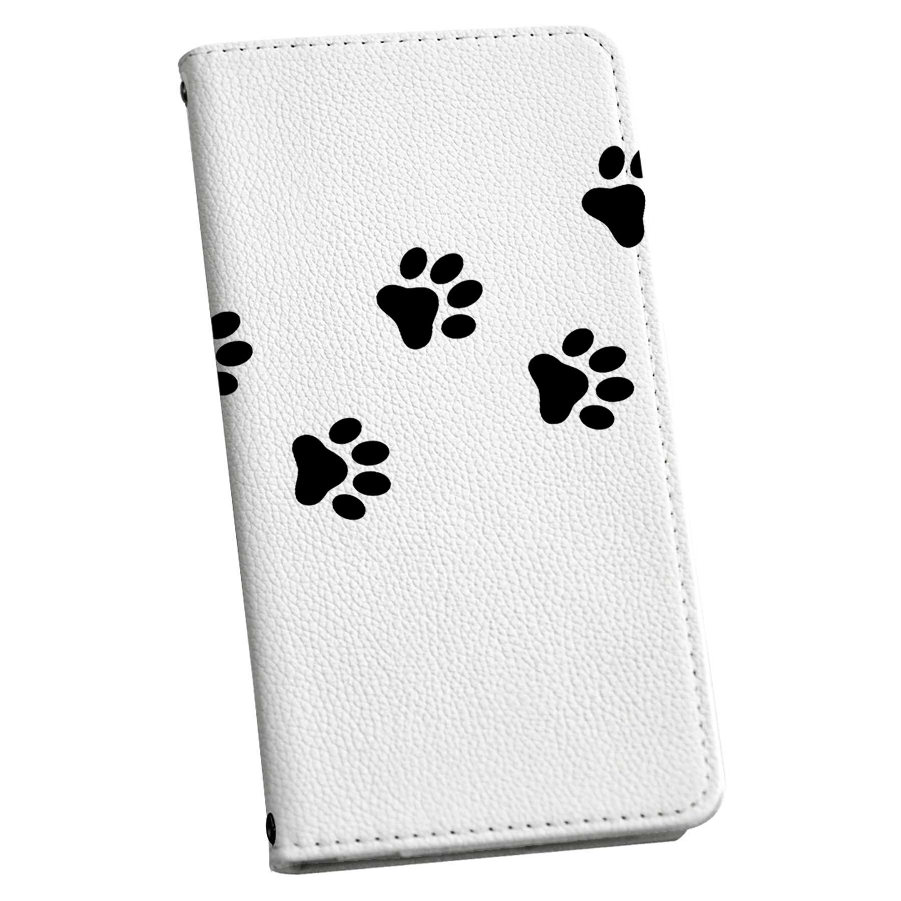 Galaxy S23 Ultra 用 手帳型 ケース SC-52D / SCG20 各キャリア 共通対応 ストラップ付き ケース ショルダー スマホ 落下防止 手帳型 マグネット式 ピタッと閉まる スマホカバー 肩掛け 斜めかけ 033438 動物 足跡