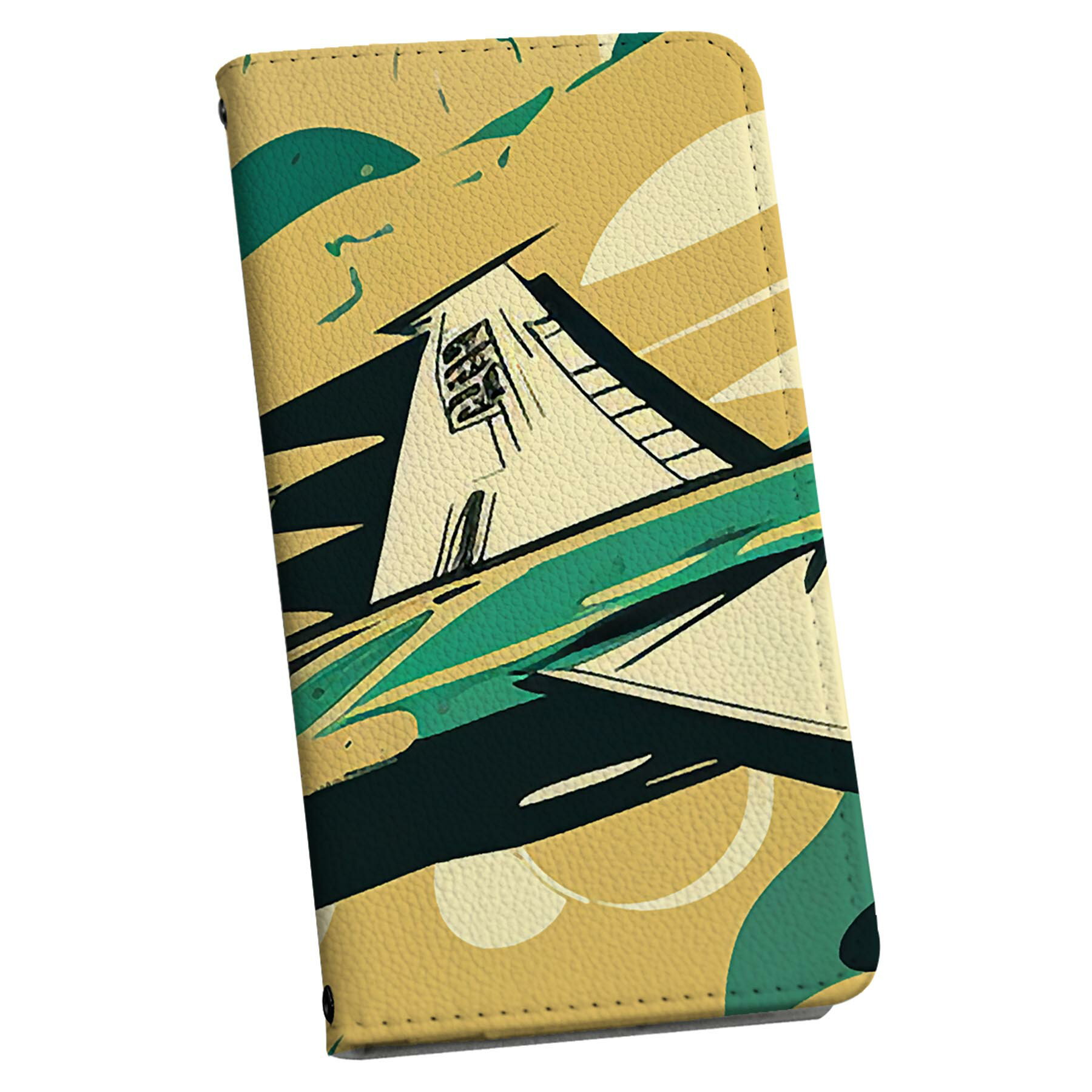 商品特徴・シームレスな全面デザイン（内側は落ち着いたオフホワイト）・外側は高品質の人工革を使用・内側にはスマホを装着するケースが付属・機種専用のカメラホール仕様でケースを装着したままの撮影が可能・ワンセグや動画の視聴に便利な横置きスタンド機能・ICカードなどを2枚まで収納できるカードスロット付き・マグネットフリップで開け閉めカンタン注意事項商品画像はサンプルイメージですので、ご覧の環境によっては多少色味に違いを感じる場合がございます。イメージと違った、モニターと色味が異なるという理由での交換や返金はご対応出来かねます。カバーのみの販売で本体は付属しません。ケース装着のままケーブルを挿しての充電は可能ですが、卓上ホルダでの充電は仕様上対応しておりません。また、ワイヤレス充電対応機種についてはお使いの機器や環境により反応しない場合があります。お手数ですがケースから外してお使い下さい。卓上ホルダ及びワイヤレスでの充電は保障の対象外となります。こちらは無地のレザーにデザインをプリントした商品で、デコなどの加工はございません。凹凸や光沢があるように見えたり布地や金属を素材にしたように見える商品もありますが、デザインの図版によるものです。撮影時にカバーが映り込む恐れがあるため、カメラ用の穴は若干大きめに開けています。カメラ穴の位置にわずかなズレが生じる場合がございます。また印刷時に微妙な画像のズレが生じる場合がございます。ご注文後に1点1点制作する受注生産品のため、不良品以外のご返品や交換は固くお断り致します。機種の選択間違いも保証対象外となりますため、ご注文の際は必ず機種をご確認下さい。発送について完全受注生産のハンドメイド商品となりますので、既製品と比べて発送までお時間を頂いています。 基本的に決済確認後、通常で3営業日程度、最大で10営業日程度での発送となります。繁忙期や休業日明けの場合はさらに時間がかかる場合があります。 その際には別途メールにてご連絡致します。メール便の場合、発送日から到着までに2?4日ほどかかる場合が多く、紛失などの保障もご対応できかねます。あらかじめご了承下さい。