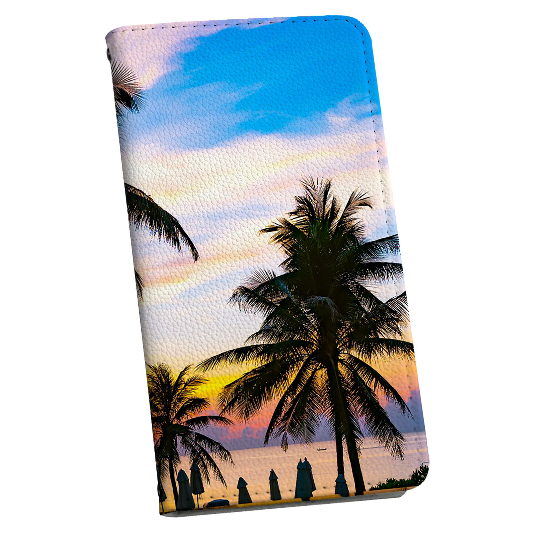 Mobile Phone Cases - Xperia 10 II 用 スマホカバー SO-41A / SOV43 共通対応 ケース カバー 手帳型 マグネット式 ピタッと閉まる レザーケース カード収納 ポケット 033574 ヤシの木 海