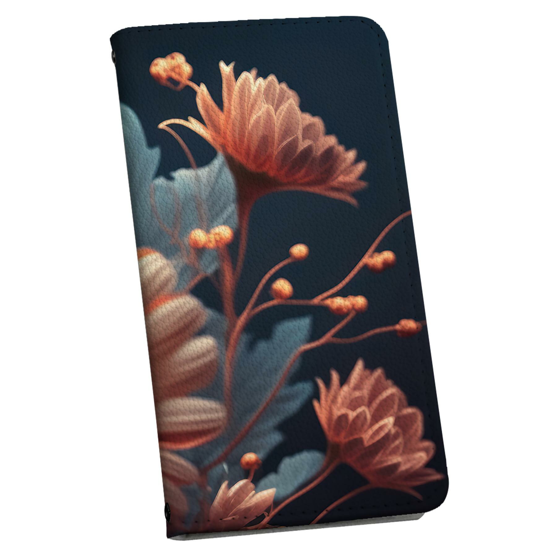 Galaxy A51 5G 用 スマホカバー SC-54A / SCG07 共通対応 ケース カバー 手帳型 マグネット式 ピタッと閉まる レザーケース カード収納 ポケット 033587 花 flower