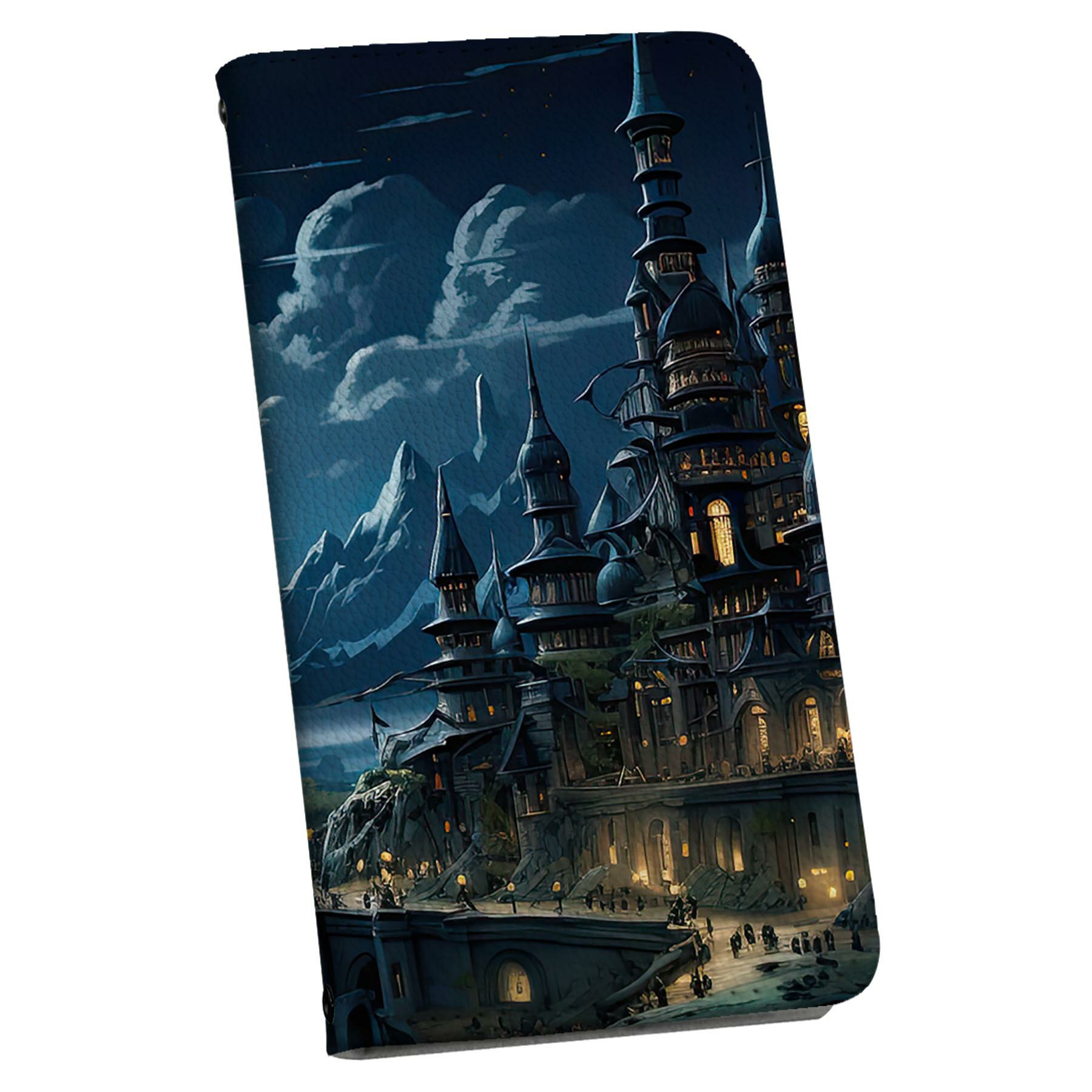 arrows N F-51C 用 ケース カバー 手帳型 マグネット式 ピタッと閉まる レザーケース f51c カード収納 ポケット 033604 お城 建物