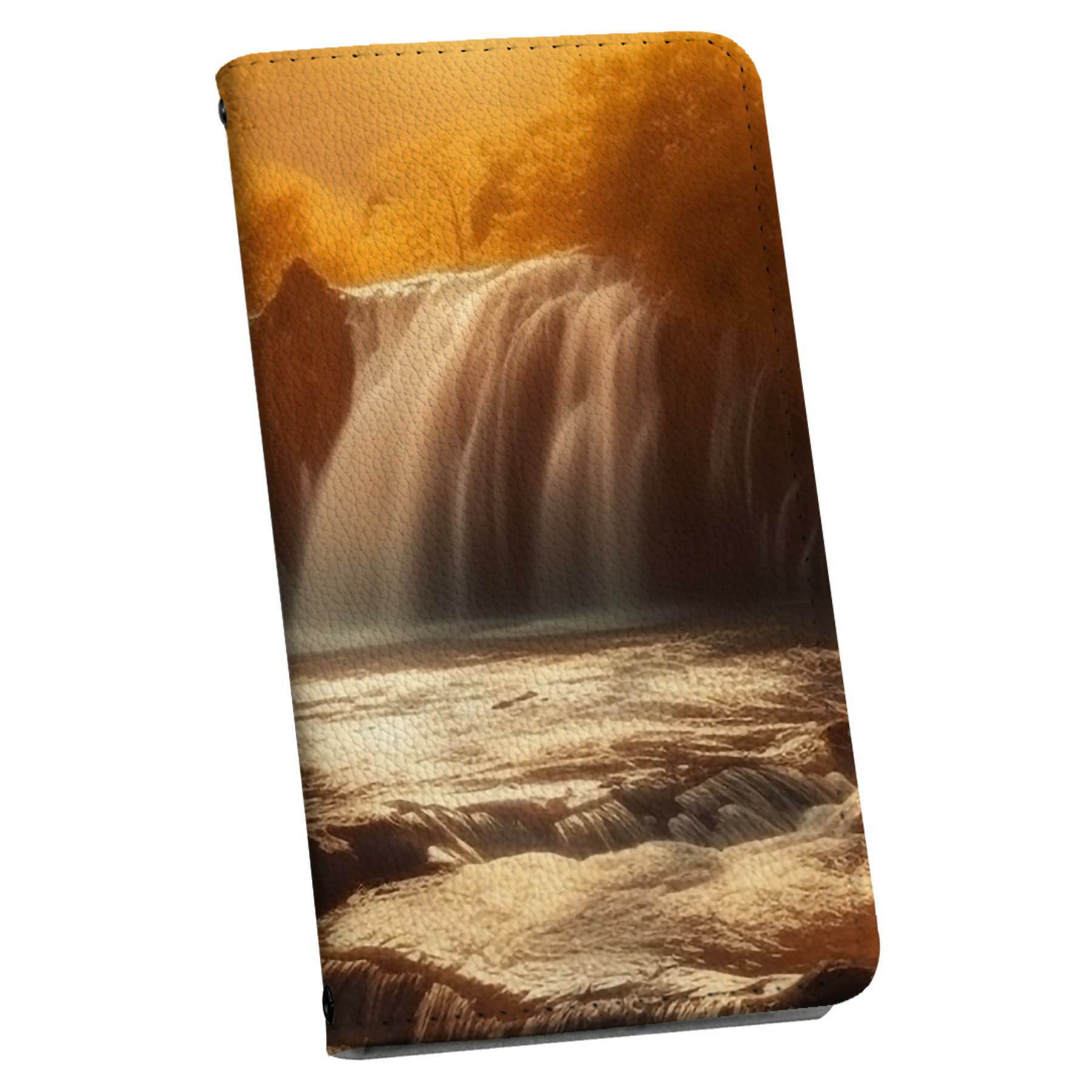 Xperia 1 ii エクスペリア 用 スマホカバー SO-51A / SOG01 共通対応 ケース カバー 手帳型 マグネット式 ピタッと閉まる レザーケース カード収納 ポケット 033640 夕日 滝