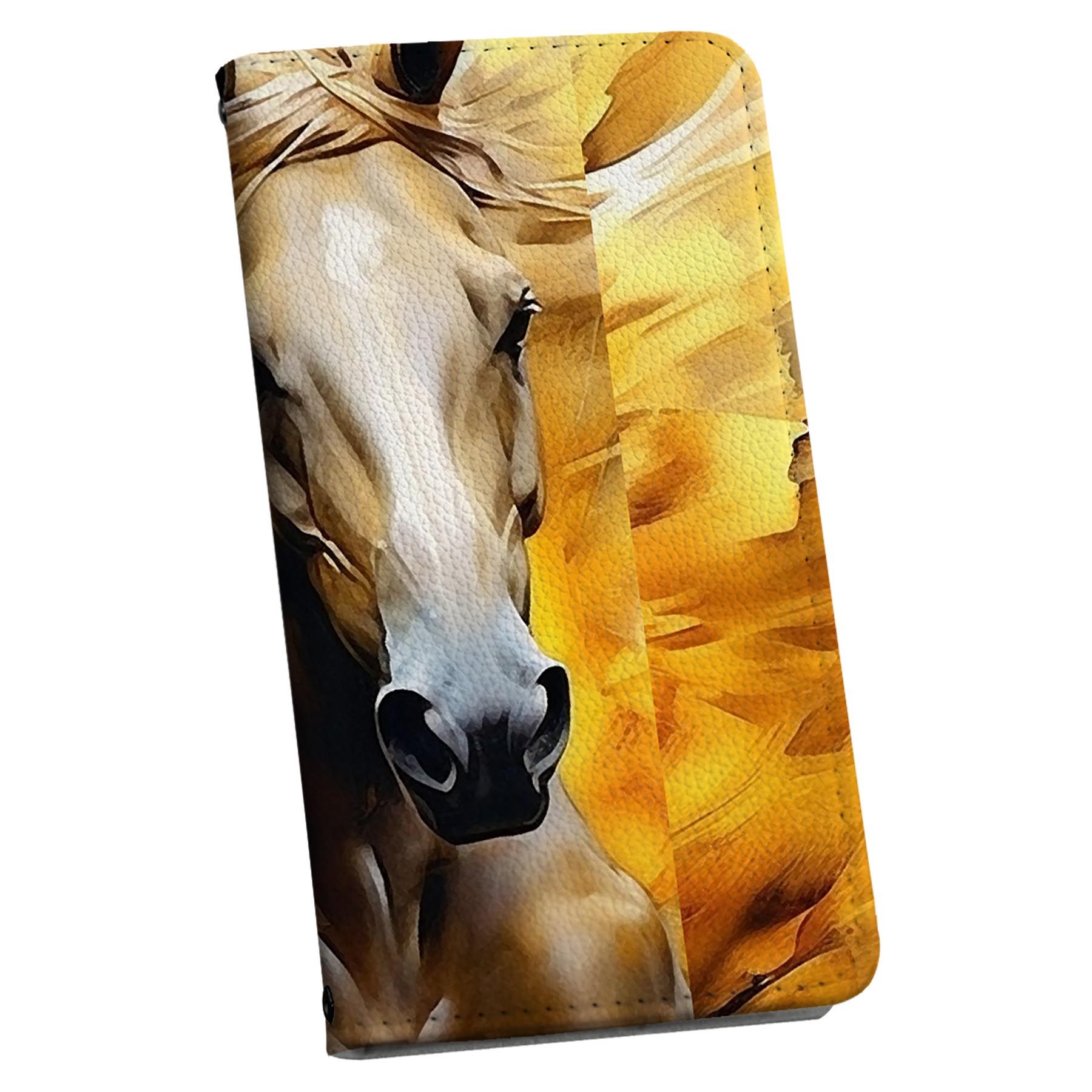 arrows N F-51C 用 手帳型 ケース カバー F-51C 対応 ケース ストラップ付き ケース ショルダー スマホ 落下防止 手帳型 マグネット式 ピタッと閉まる スマホカバー 肩掛け 斜めかけ 033693 馬 サラブレット