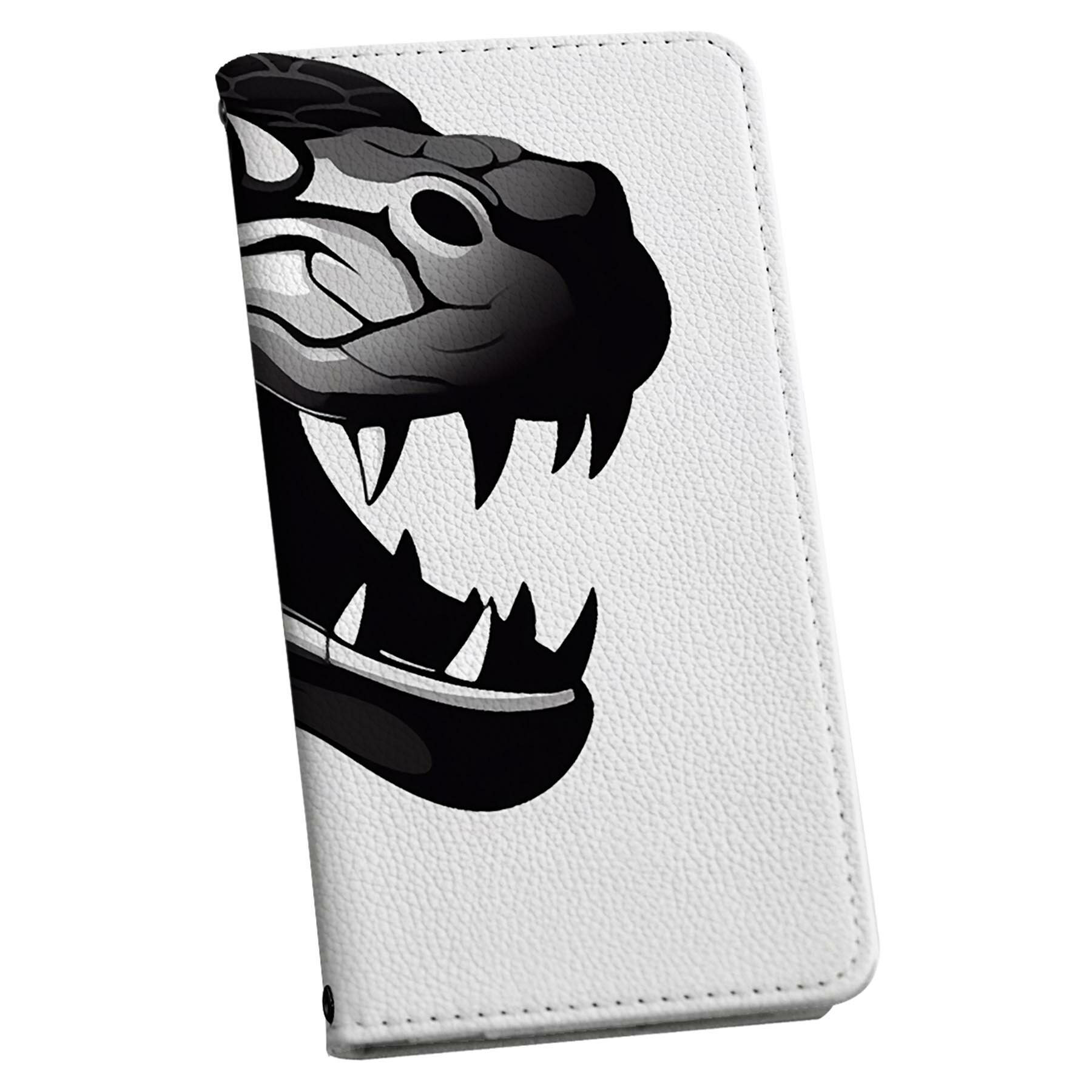 AQUOS R10 用 スマホカバー SH-51F / A501SH / SH-M31 共通対応 エクスペリア 手帳型 マグネット式 ピタッと閉まる レザーケース カード収納 ポケット igcase 033810 蛇 へび(2.0)