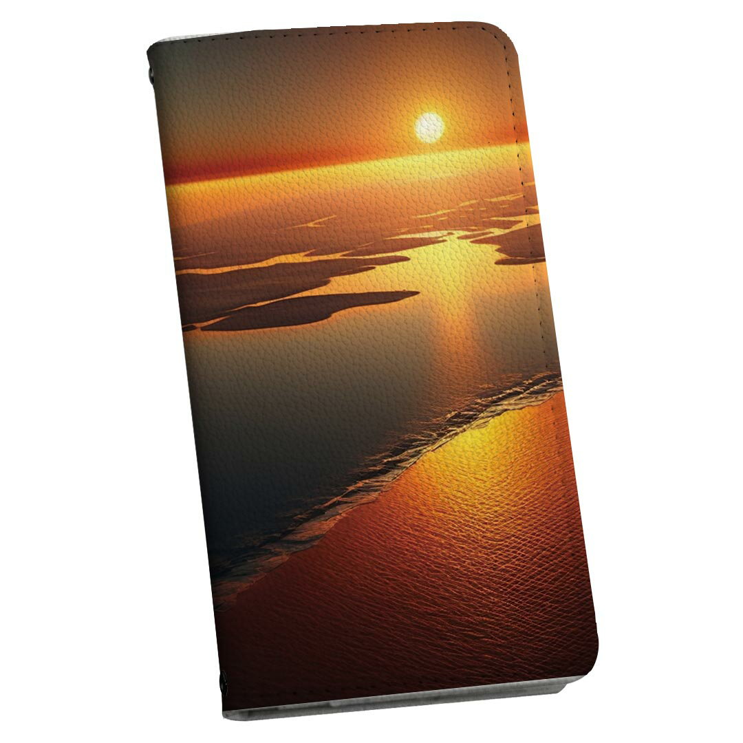 AQUOS wish2 / wish 用 手帳型 ケース カバー SH-51C / SHG06 / A104SH / SH-M20 共通対応 ケース カバー 手帳型 マグネット式 ピタッと閉まる レザーケース カード収納 ポケット 033826 海 海岸