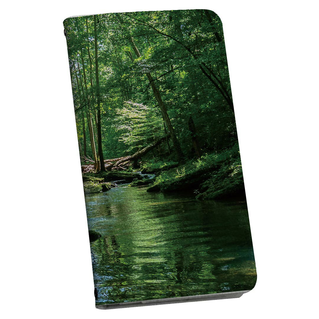 Galaxy A51 5G 用 スマホカバー SC-54A / SCG07 共通対応 ケース カバー 手帳型 マグネット式 ピタッと閉まる レザーケース カード収納 ポケット 035635 写真 森 山 川