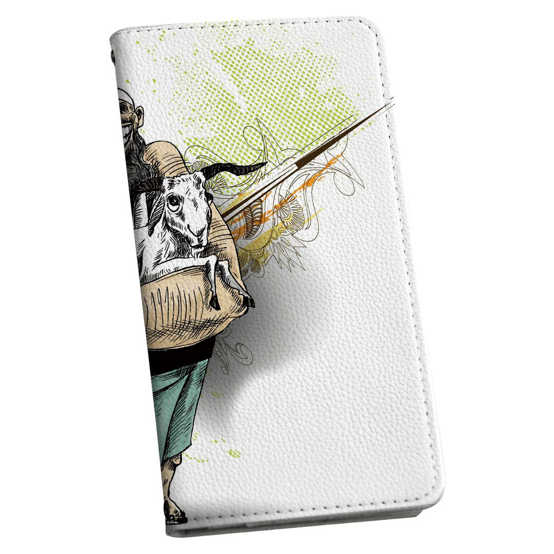 Xperia 10 VII 用 SO-52F / SOG16 / XQ-FE44 共通対応 手帳型ケース ストラップ付き ショルダー スマホ 落下防止 手帳型 マグネット式 ピタッと閉まる スマホカバー 肩掛け 斜めかけ 036002 男性 ヤギ イラスト