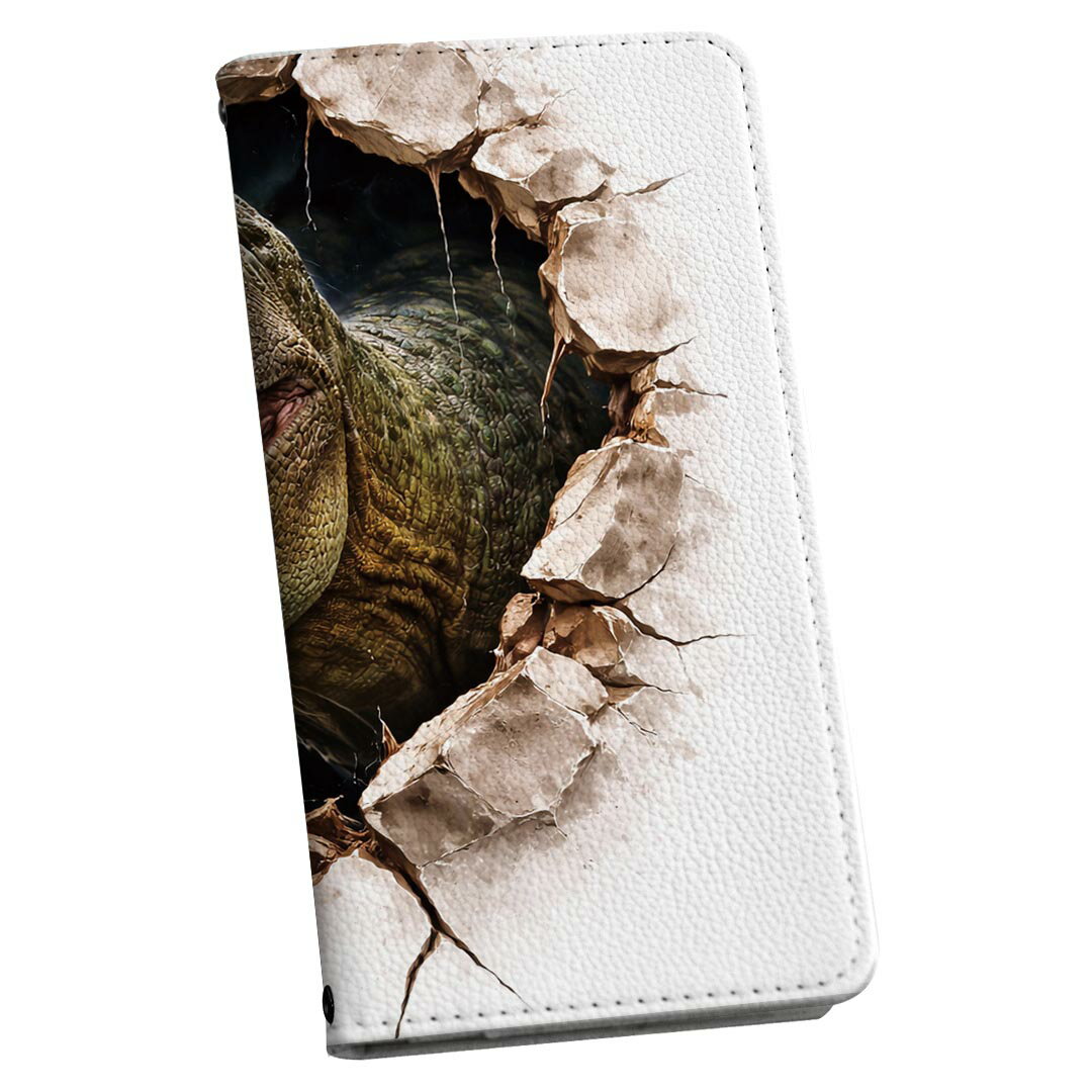 樂天商城 - Xperia 10 VII 用 スマホカバー SO-52F / SOG16 / XQ-FE44 共通対応 ケース カバー 手帳型 マグネット式 ピタッと閉まる レザーケース カード収納 ポケット 037115 トリックアート 恐竜