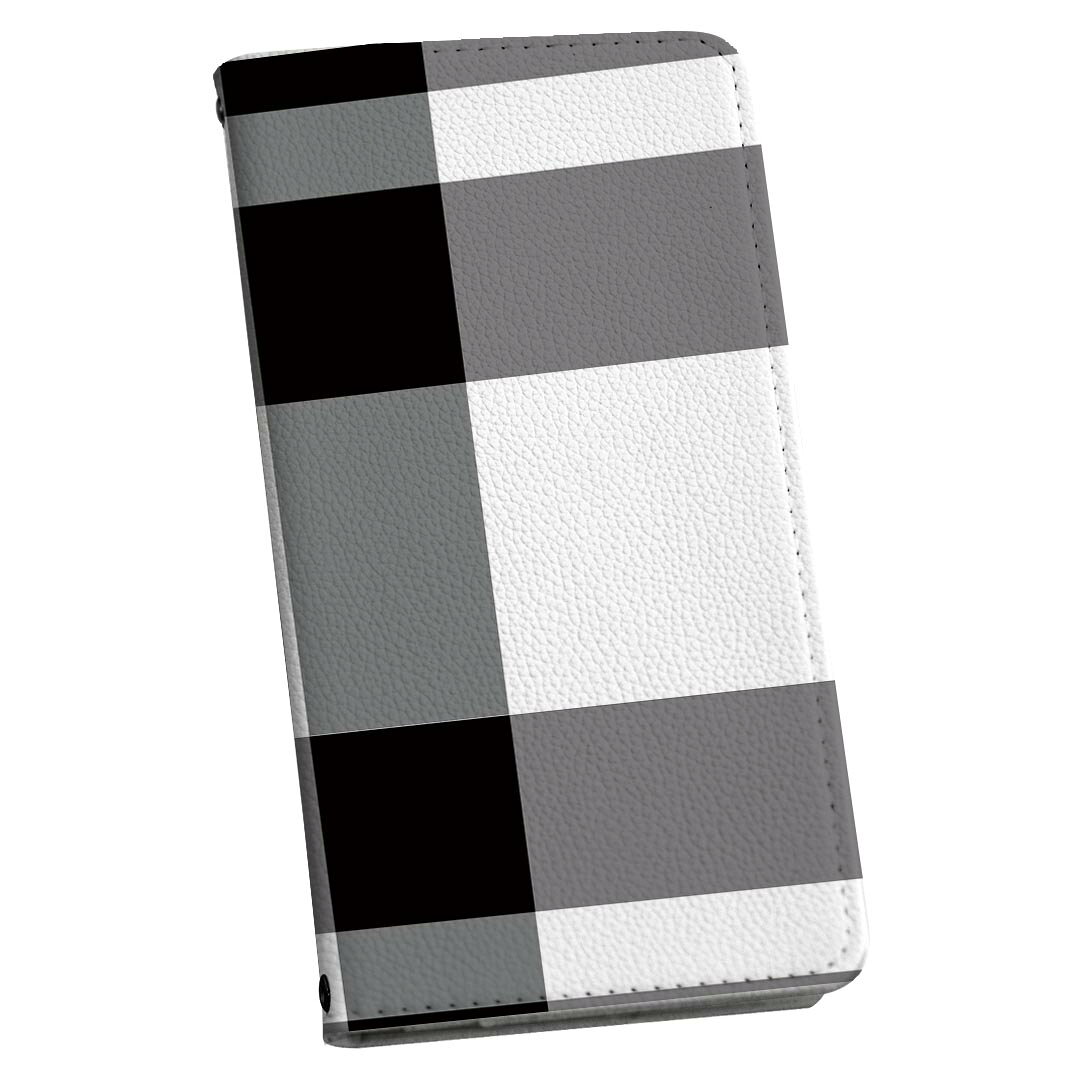 Xperia 10 VII 用 SO-52F / SOG16 / XQ-FE44 共通対応 手帳型ケース ストラップ付き ショルダー スマホ 落下防止 手帳型 マグネット式 ピタッと閉まる スマホカバー 肩掛け 斜めかけ 004375 チェック　模様　黒
