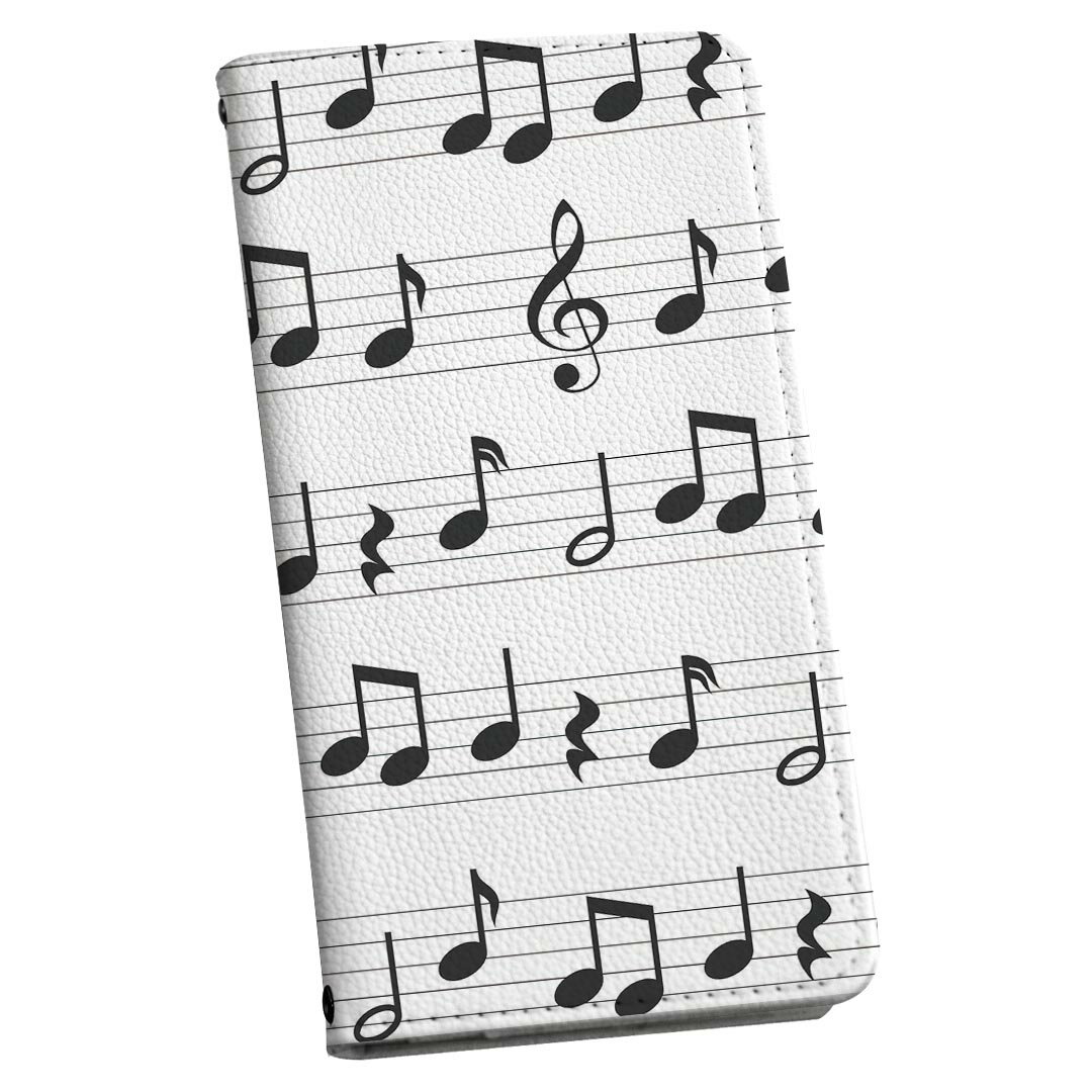 Galaxy A52 5G SC-53B エクスペリア sc53b 専用 ケース カバー 手帳型 マグネット式 ピタッと閉まる レザーケース カード収納 ポケット igcase 004570 音楽　音符　模様