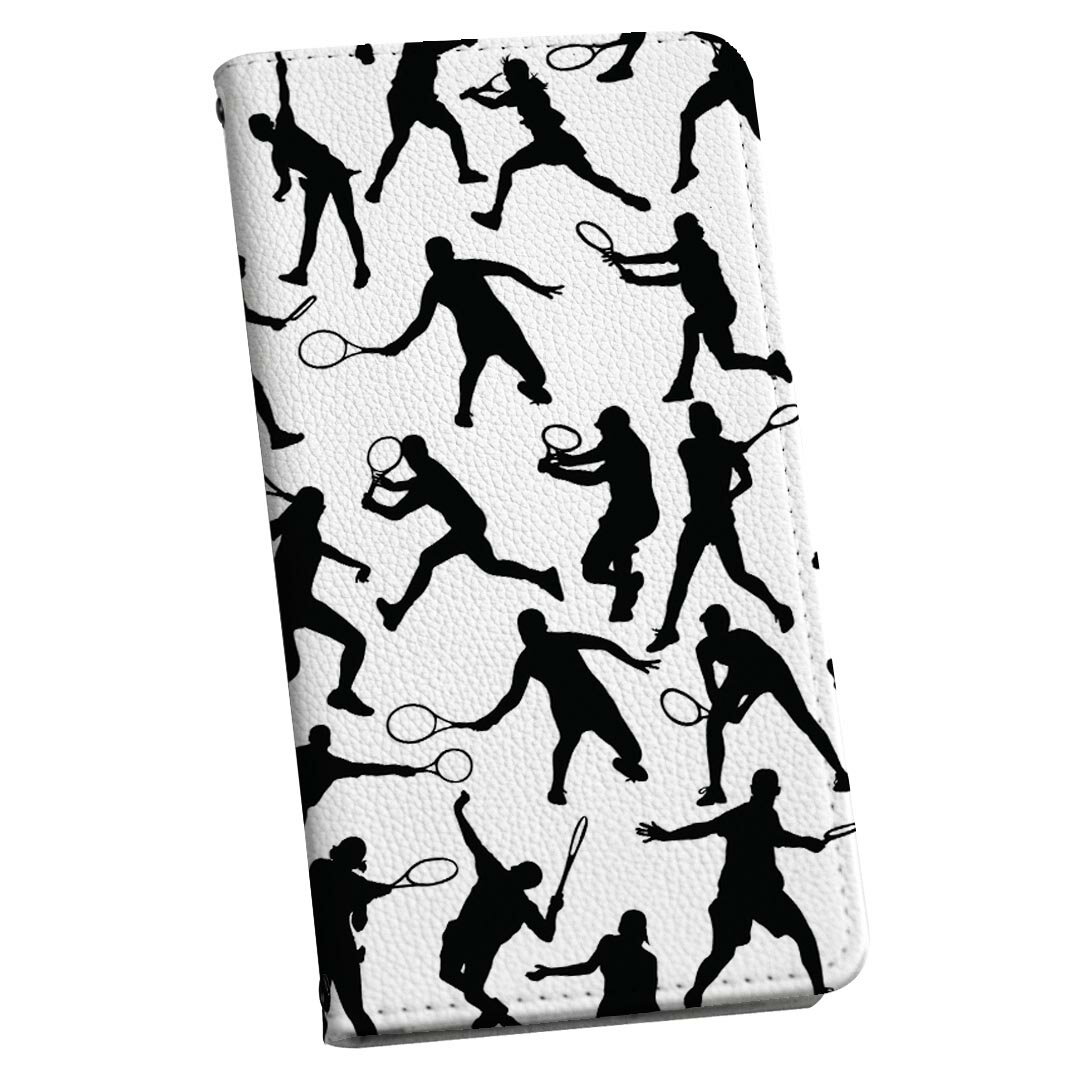 Xperia 5 II SO-52A エクスペリア 用 内側プリント ケース カバー so52a 対応 ケース カバー 手帳型 マグネット式 ピタッと閉まる レザーケース カード収納 ポケット 004831 テニス　イラスト 2