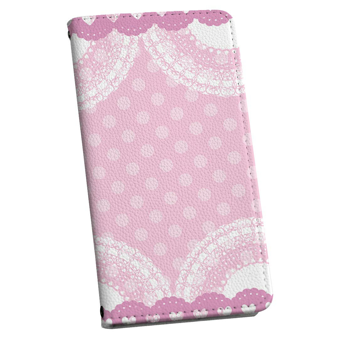 L-01K V30+ LG 専用 ケース カバー 手帳型 マグネット式 ピタッと閉まる レザーケース l01k カード収納 ポケット igcase 004890 ハート　ピンク　ガーリー