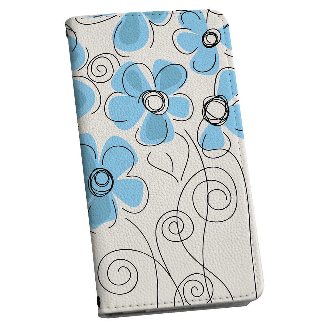 SH-02M AQUOS sense3 アクオス センススリー 専用 ケース カバー 手帳型 マグネット式 ピタッと閉まる レザーケース sh02m docomo ドコモ カード収納 ポケット igcase 005024 花　　青