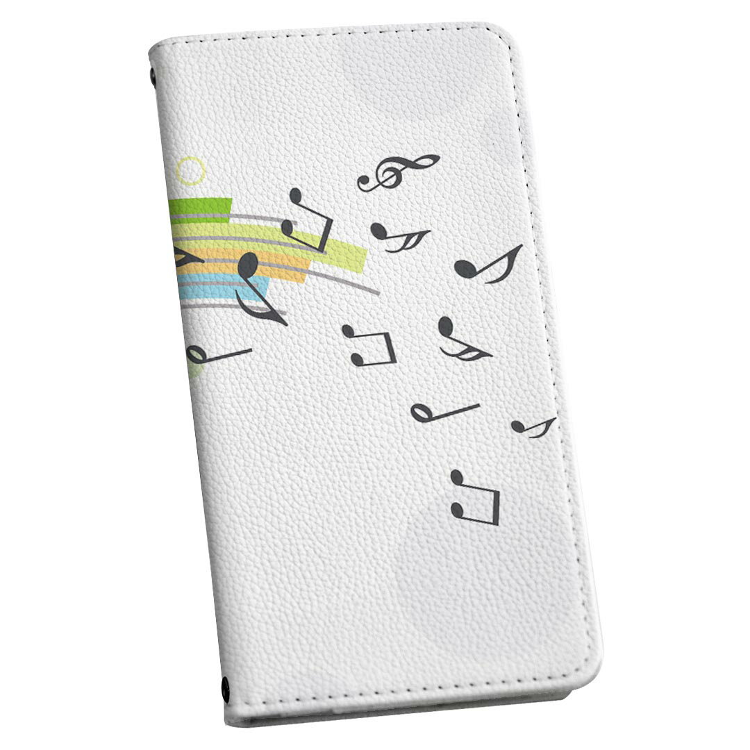 Galaxy S23 Ultra SC-52D SCG20 用 ケース カバー 手帳型 マグネット式 ピタッと閉まる レザーケース sc52d カード収納 ポケット 005088 音符　音楽　イラスト