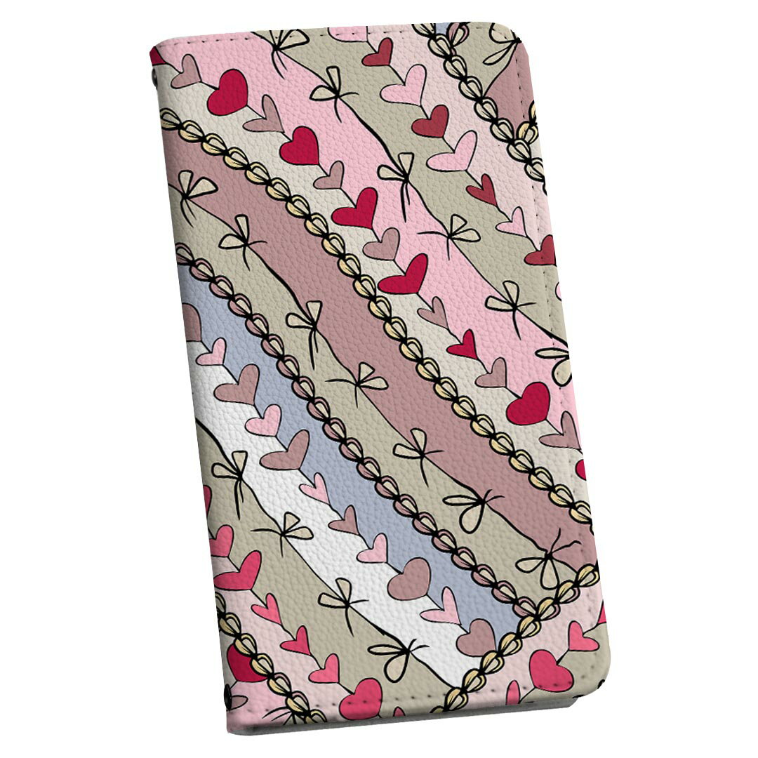 SO-01H Xperia Z5 エクスペリア ストラップ付き so01h ケース ショルダー スマホ 落下防止 手帳型 マグネット式 ピタッと閉まる スマホカバー 肩掛け 斜めかけ 005120 ハート　イラスト　模様