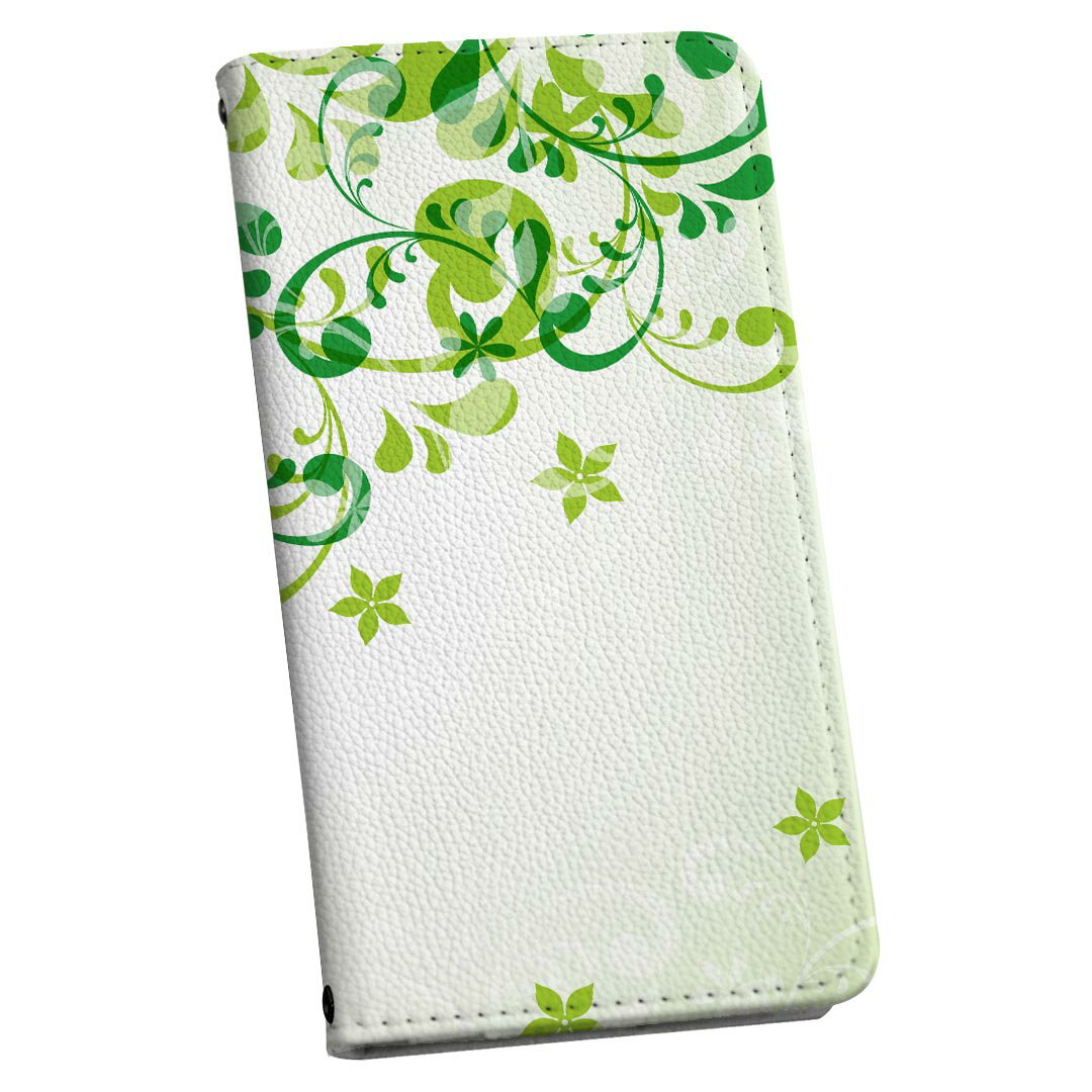 Mobile Phone Cases - Xperia Ace III 用 スマホカバー SO-53C / SOG08 共通対応 ケース so53c カバー 手帳型 マグネット式 ピタッと閉まる レザーケース カード収納 ポケット 005152 植物　緑　イラスト