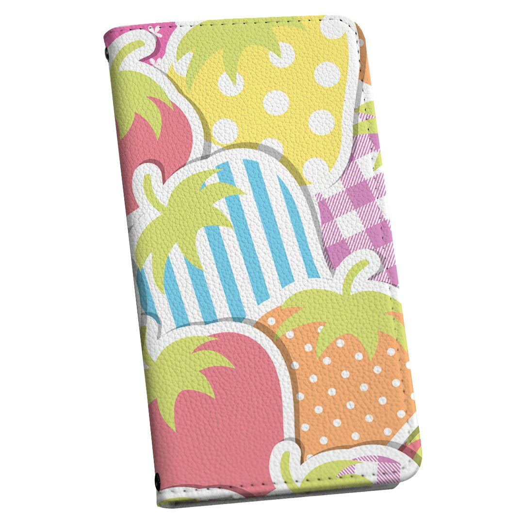 Xperia Ace III SO-53C SOG08 共通対応 専用 ケース カバー 手帳型 マグネット式 ピタッと閉まる レザーケース so53c カード収納 ポケット igcase 005165 苺 カラフル ポップ