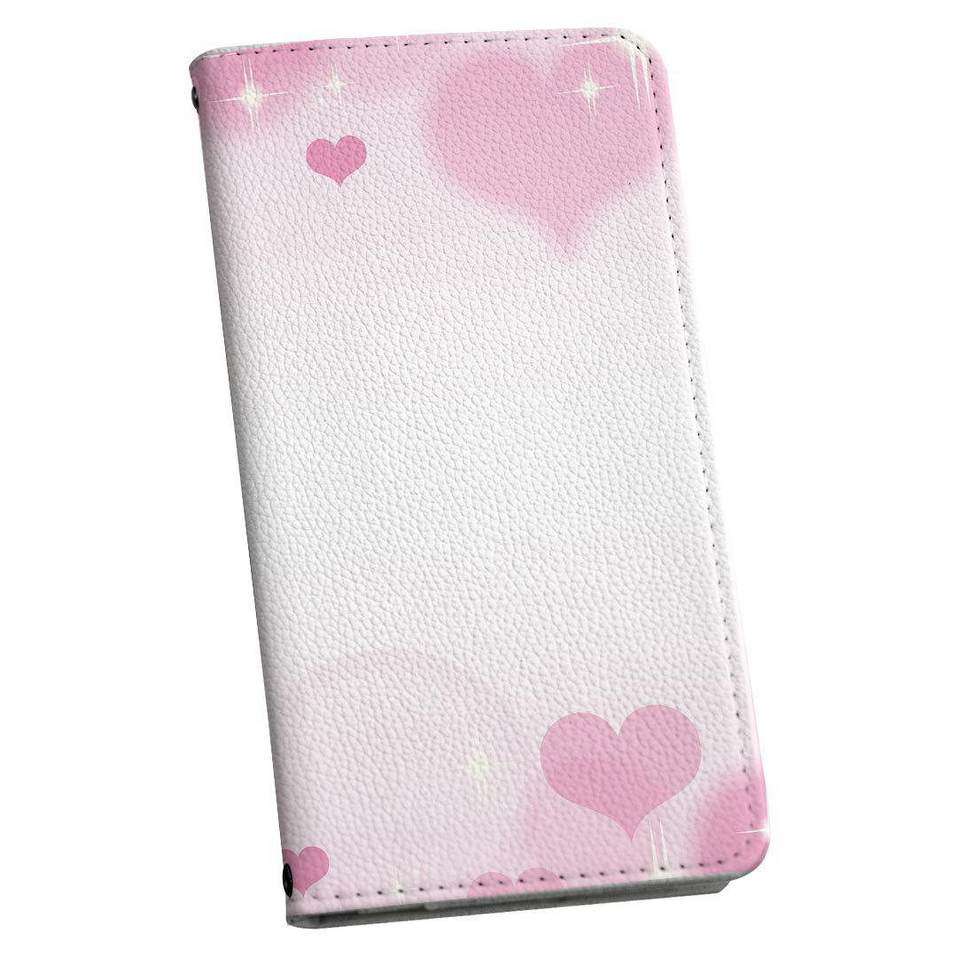 かんたんスマホ4 ケース ZTE かんたんスマホ4 A402ZT 6.1型 カバー 手帳型 マグネット式 ピタッと閉まる レザーケース カード収納 ポケット igcase 005206 ハート　ピンク　キラキラ