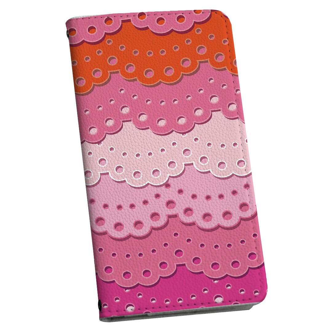 Galaxy S20 Plus 5G 専用 ケース SC-52A マグネット式 ピタッと閉まる sc52a カバー レザーケース カード収納 ポケット igcase 005234 ピンク レース 模様
