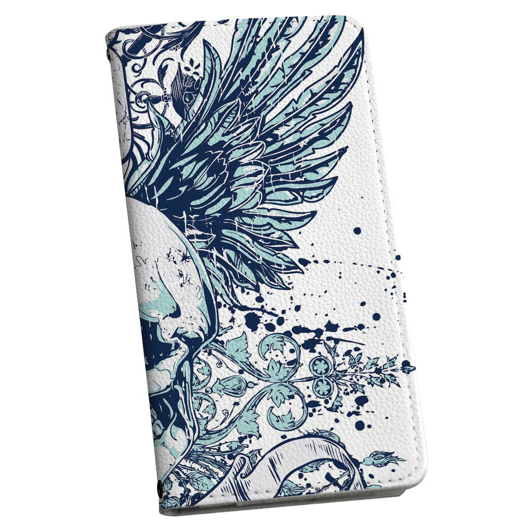 iPhone15plus 6.7 インチ 専用 各キャリア iPhone 15 plus 共通対応 ケース カバー 手帳型 マグネット式 ピタッと閉まる レザーケース カード収納 ポケット igcase 005345 ドクロ　骸骨　羽根　翼(2.0)