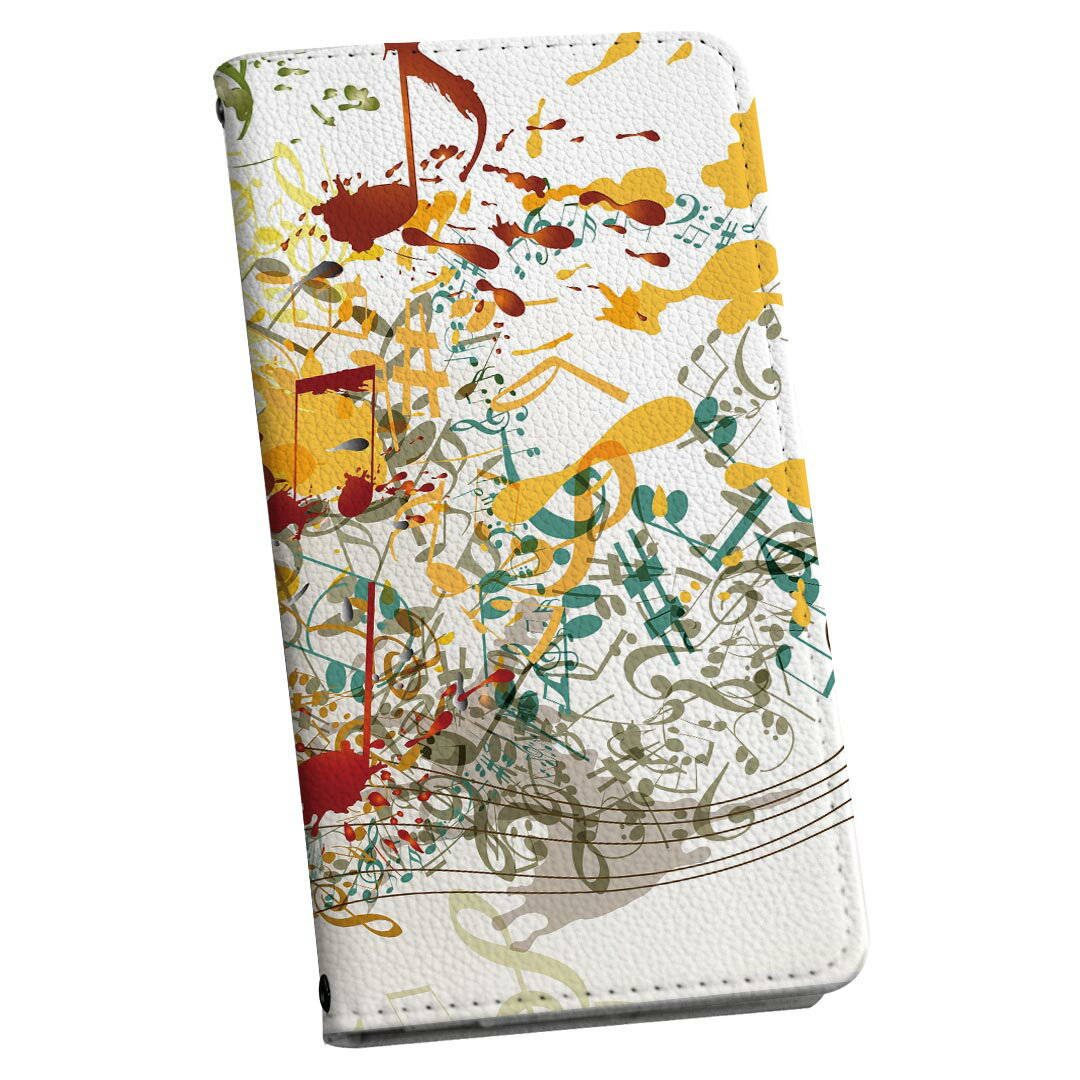 Galaxy S25 用 SC-51F / SCG31 (SM-S931) 共通対応 手帳型ケース カバーsx51f 手帳型 マグネット式 ピタッと閉まる レザーケース カード収納 ポケット igcase 005348 音符　音楽　イラスト