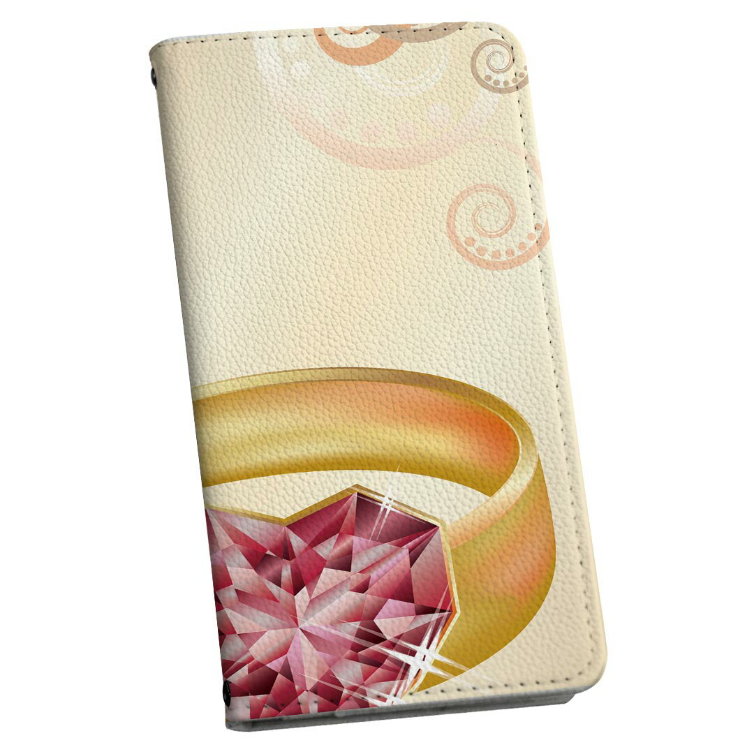 Xperia 10 VII 用 SO-52F / SOG16 / XQ-FE44 共通対応 手帳型ケース ストラップ付き ショルダー スマホ 落下防止 手帳型 マグネット式 ピタッと閉まる スマホカバー 肩掛け 斜めかけ 005373 指輪　イラスト　レッド