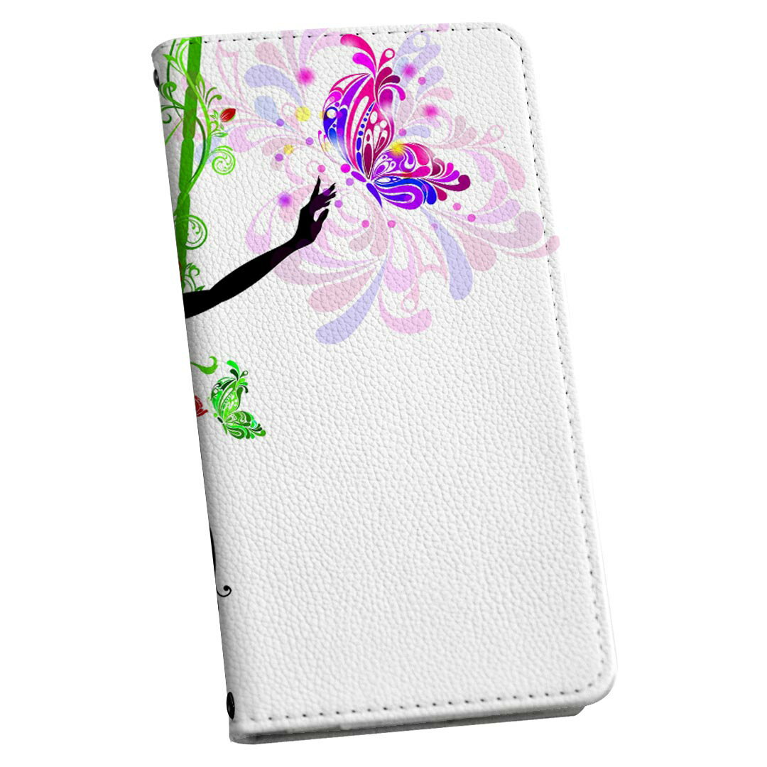 Galaxy S9 SC-02K ギャラクシー 専用 ケース カバー 手帳型 マグネット式 ピタッと閉まる レザーケース sc02k カード収納 ポケット igcase 005399 人物　蝶　ブランコ