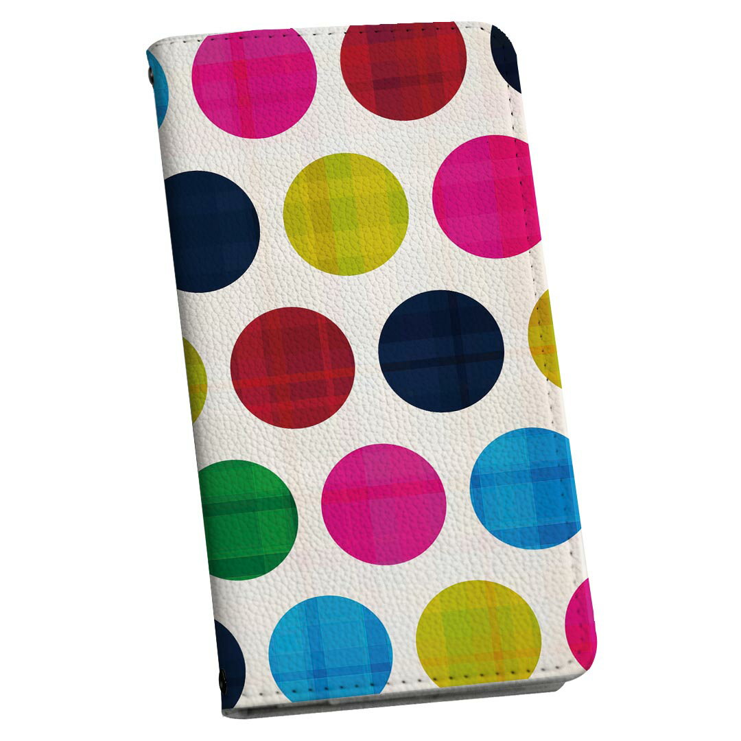 Arrows We F-51B FCG01 用 スマホカバー f51b ケース カバー 手帳型 マグネット式 ピタッと閉まる レザーケース カード収納 ポケット 005468 カラフル　模様　水玉(2.0)