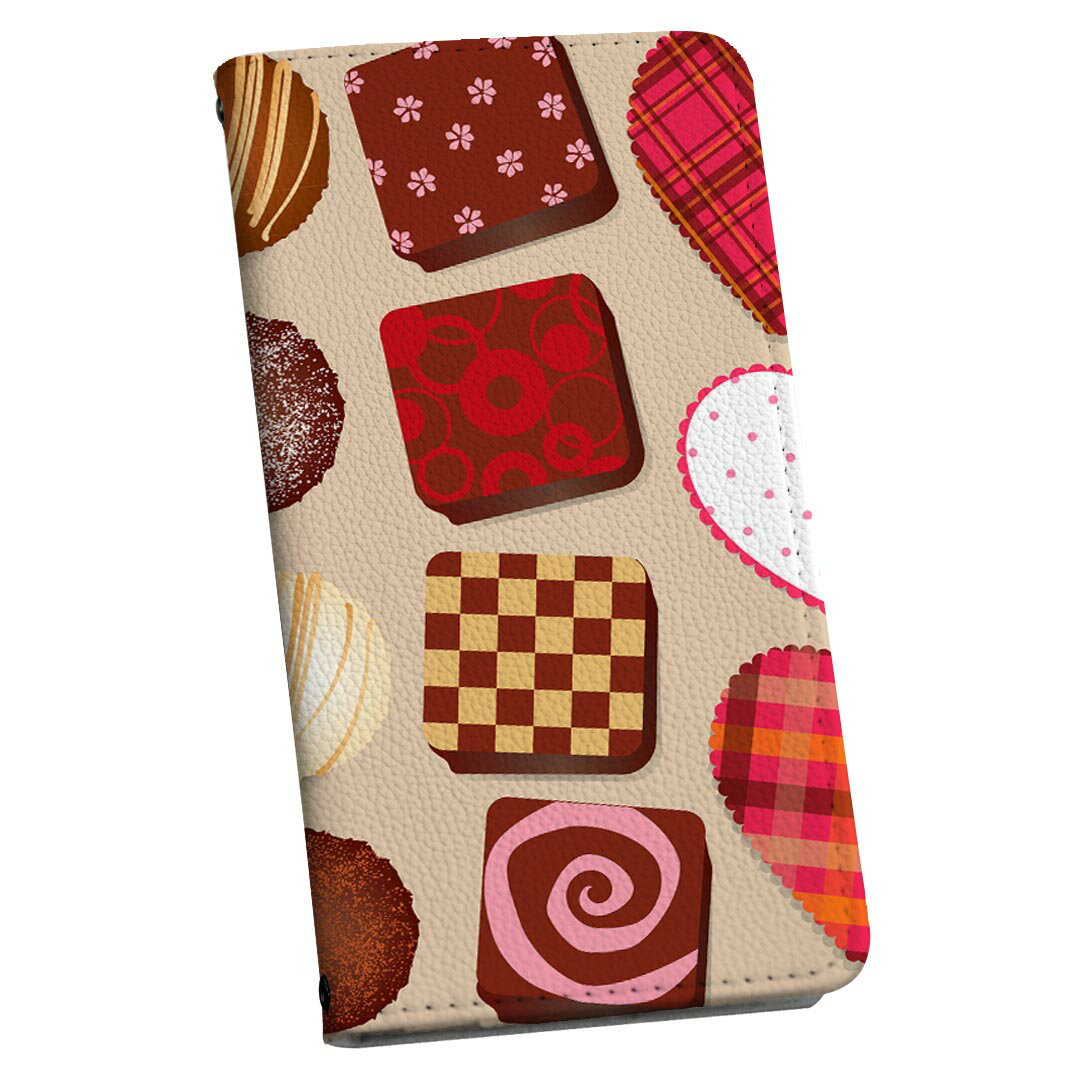 SO-01M Xperia 5 エクスペリア ファイブ so01m ストラップ付き ケース ショルダー スマホ 落下防止 手帳型 マグネット式 ピタッと閉まる スマホカバー 肩掛け 斜めかけ 005551 ハート　チョコ