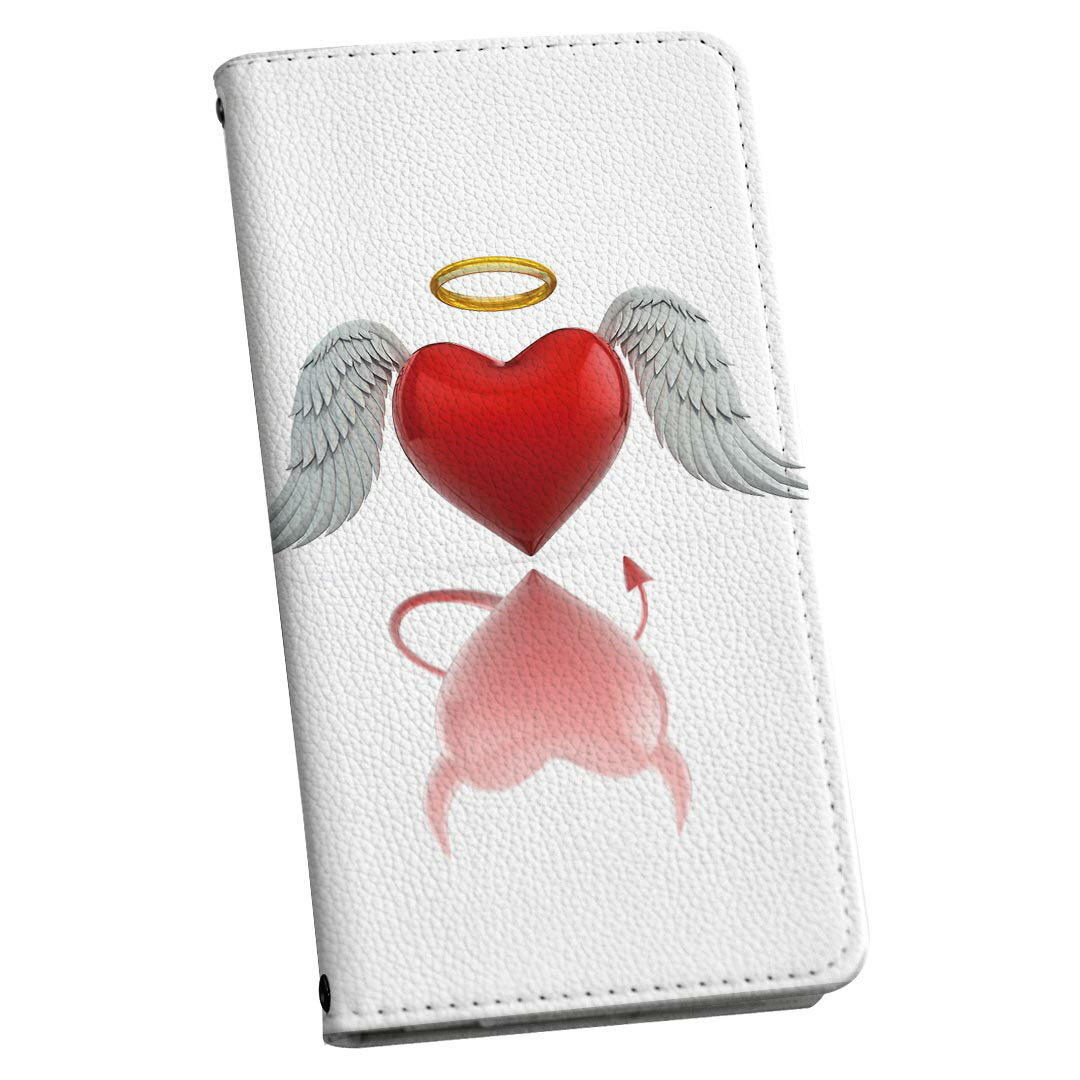 SC-03L Galaxy S10 ギャラクシー エステン 専用 ケース カバー 手帳型 マグネット式 ピタッと閉まる レザーケース sc03l カード収納 ポケット igcase 005670 ハート　天使　悪魔