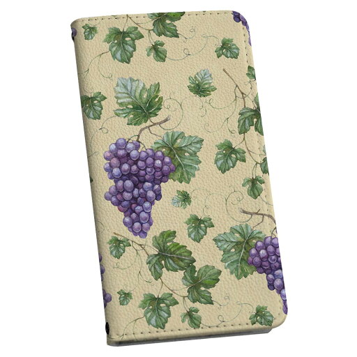 Xperia 5 V 用 SO-53D / SOG12 共通対応 ケース 手帳型 005731 ブドウ 葡萄 模様 Xperia 5 V 用 SO-53D / SOG12 共通対応 ケース 手帳型 005731 ブドウ 葡萄 模様