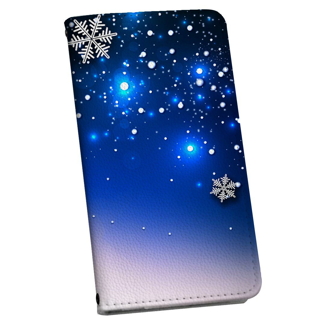 SH-01L AQUOS sense2 アクオス センスツー 専用 ケース カバー 手帳型 マグネット式 ピタッと閉まる レザーケース docomo ドコモ sh01l カード収納 ポケット igcase 005759 雪　結晶　青　ブルー