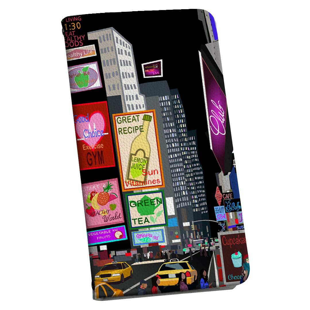 Galaxy A20 SC-02M ギャラクシー sc02m ストラップ付き ケース ショルダー スマホ 落下防止 手帳型 マグネット式 ピタッと閉まる スマホカバー 肩掛け 斜めかけ 006043 イラスト　建物　街