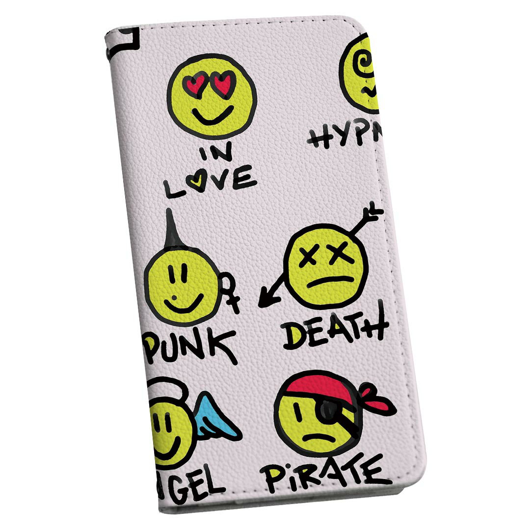 Galaxy S20 Plus 5G 専用 ケース SC-52A マグネット式 ピタッと閉まる sc52a カバー レザーケース カード収納 ポケット igcase 006105 スマイル　アイコン　イラスト