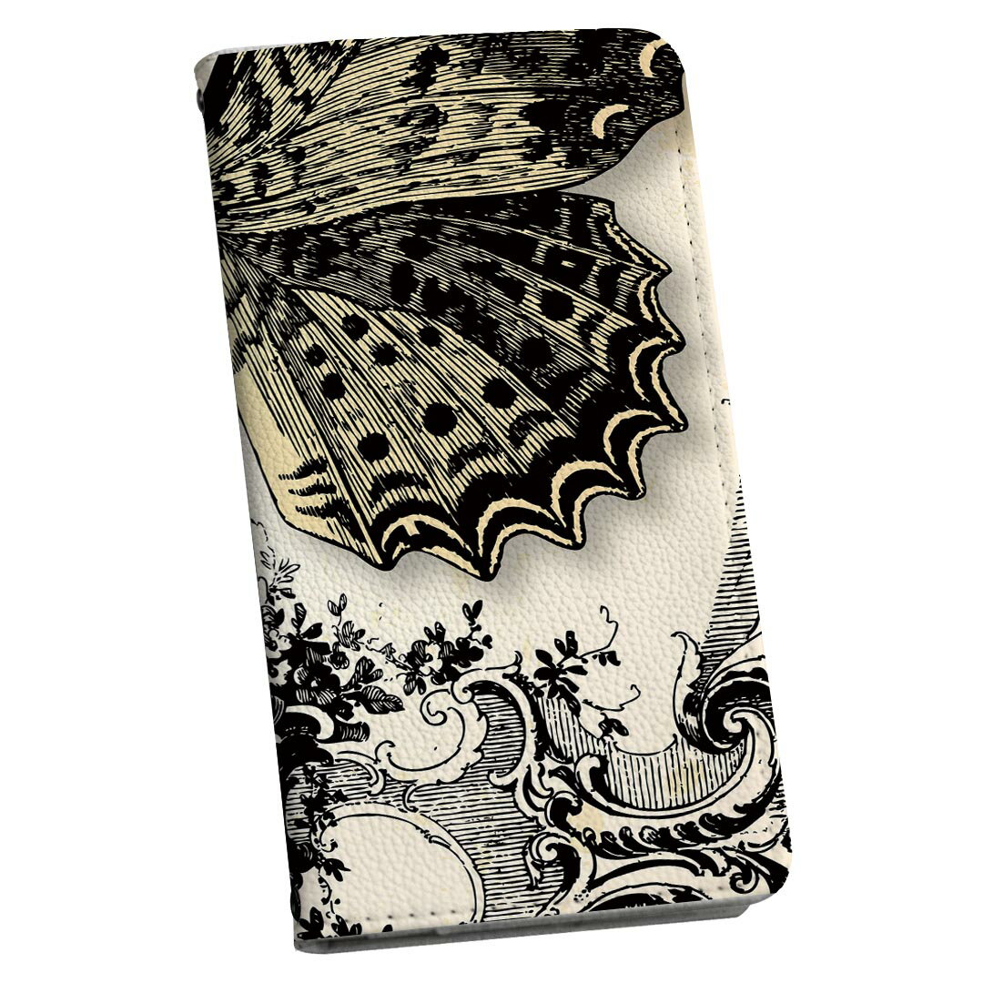 Xperia 5 IV SO-54C SOG09 A204SO 共通対応 専用 スマホカバー ケース カバー 手帳タイプ 手帳型 革 カバー 006139 英語　蝶　イラスト