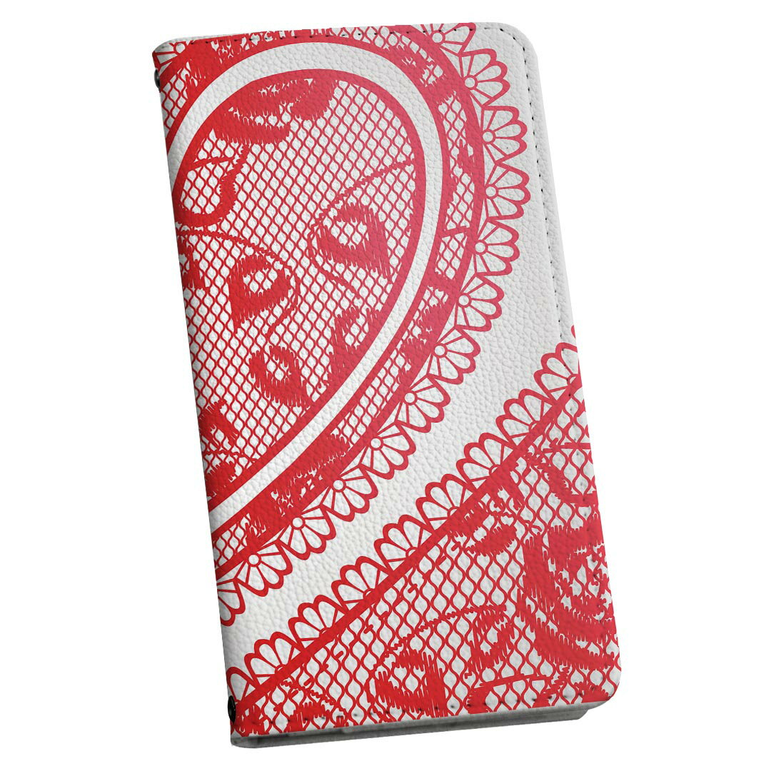 AQUOS sense9 用 手帳型ケース SH-53E / SHG14 / SH-M29 共通対応 カバー 手帳型 マグネット式 ピタッと閉まる レザーケース sh53e カード収納 ポケット igcase 006473 ハート レース