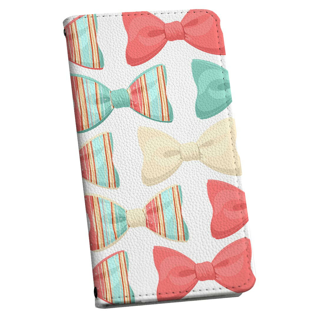 AQUOS R SH-03J アクオスR sh03j 専用 ケース カバー 手帳型 マグネット式 ピタッと閉まる レザーケース カード収納 ポケット igcase 006531 リボン　模様