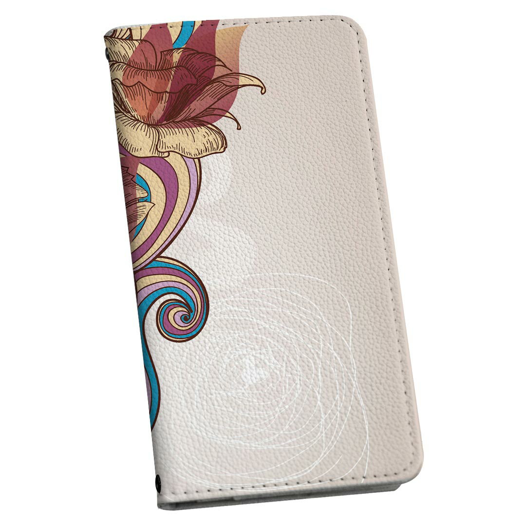 Xperia 10 VI 用 スマホカバー SO-52E / SOG14 / A402SO 共通対応 ケース カバー 手帳型 マグネット式 ピタッと閉まる レザーケース カード収納 ポケット 006560 花(2.0)