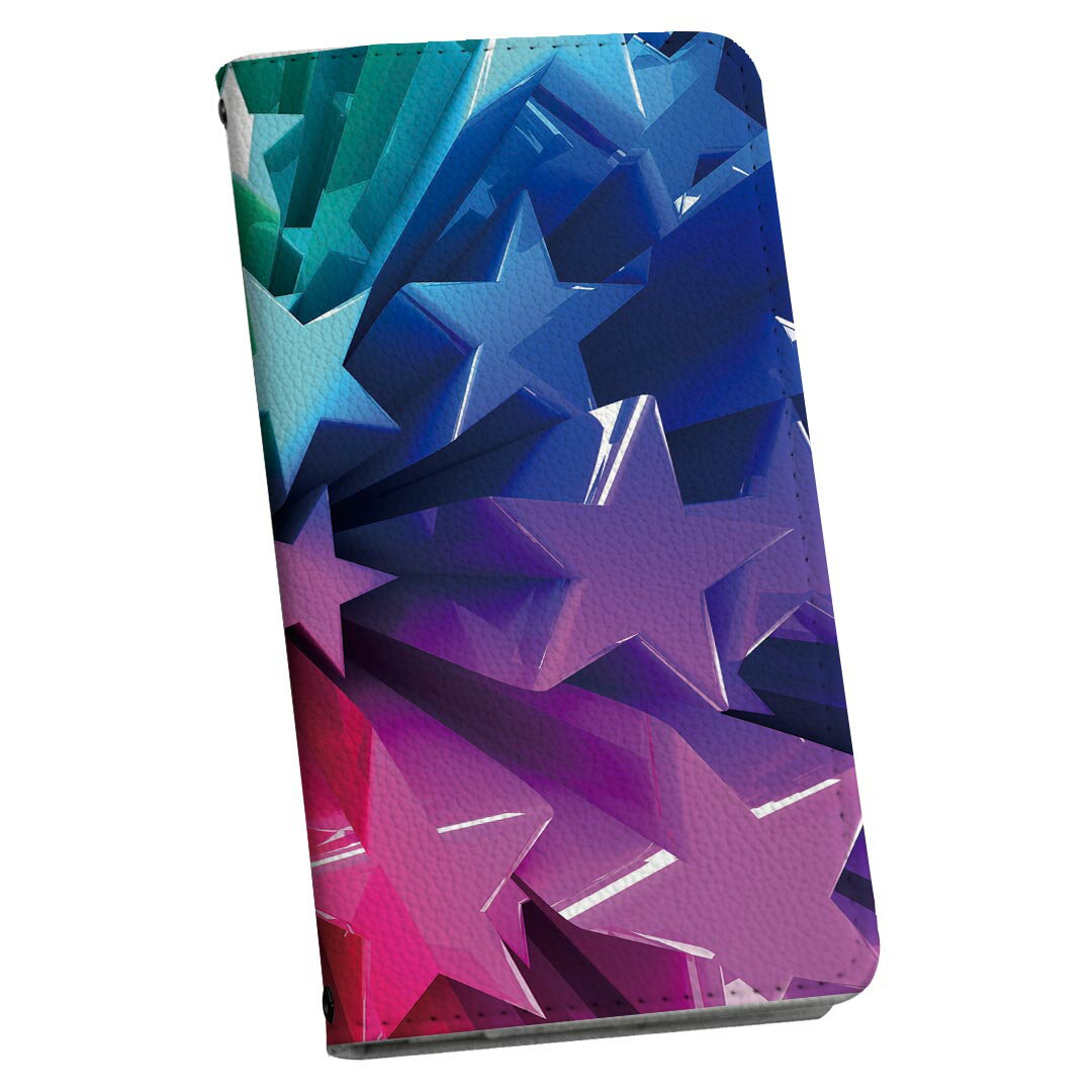 AQUOS zero5G basic SHG02 専用 アクオス ストラップ付き shg02 ケース ショルダー スマホ 落下防止 手帳型 マグネット式 ピタッと閉まる スマホカバー 肩掛け 斜めかけ 006745 星　スター　レインボー