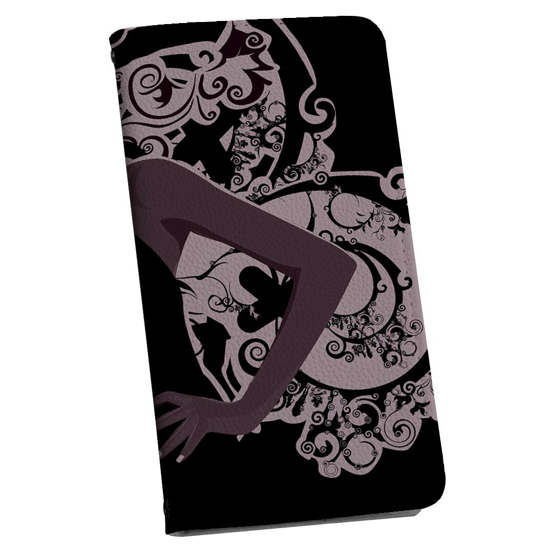 AQUOS sense SH-01K アクオスセンス ストラップ付き sh01k ケース ショルダー スマホ 落下防止 手帳型 マグネット式 ピタッと閉まる スマホカバー 肩掛け 斜めかけ 007312 黒　ブラック　人物　イラスト