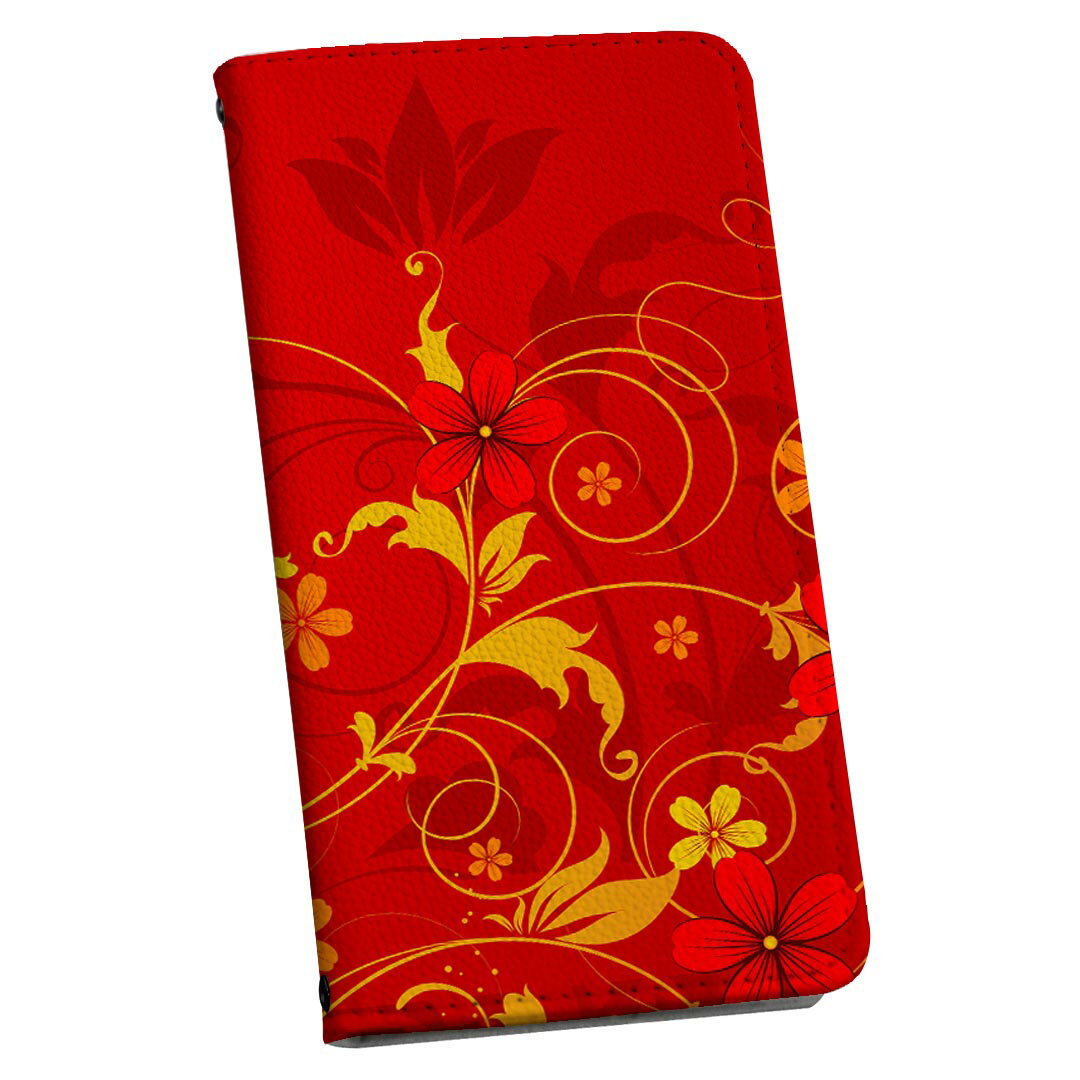 Xperia 10 VI 用 SO-52E / SOG14 / A402SO / 共通対応 手帳型 so52e ケース カバー ストラップ付き ショルダー スマホ 落下防止 手帳型 マグネット式 ピタッと閉まる スマホカバー 肩掛け 斜めかけ 007549 花　　赤　レッド