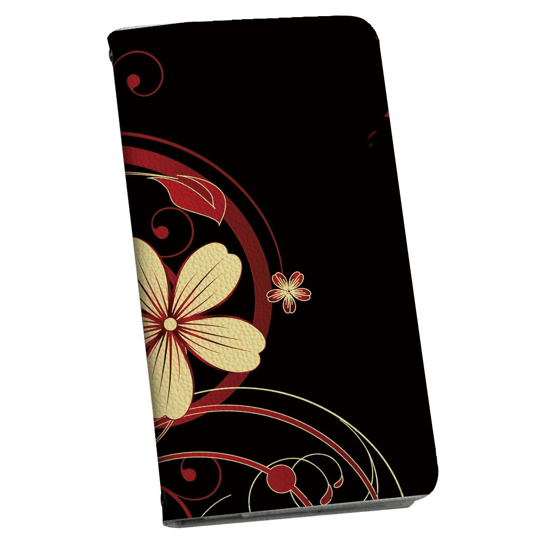 SH-04L AQUOS R3 アクオス r3 sh04l 専用 ケース カバー 手帳型 マグネット式 ピタッと閉まる レザーケース カード収納 ポケット igcase 007605 花 黒 ブラック