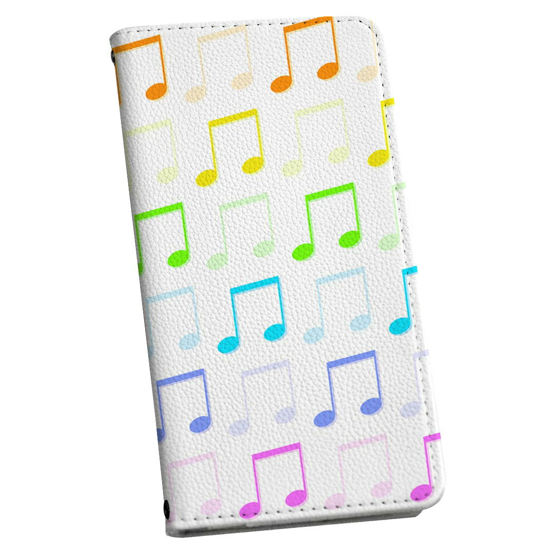 iPhone12 6.1インチ 専用 各キャリア iPhone 12 / iPhone12 Pro 共通対応 専用 ケース カバー 手帳型 マグネット式 ピタッと閉まる レザーケース カード収納 ポケット igcase 007645 音符　カラフル　レインボー　模様