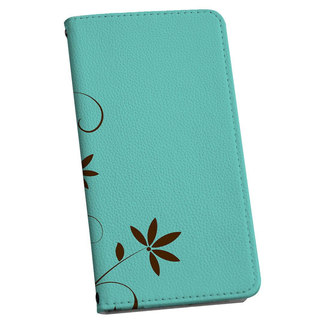 Xperia XZs SOV35 エクスペリア XZs 専用 ケース カバー 手帳型 マグネット式 ピタッと閉まる レザーケース カード収納 ポケット igcase 007736 花　　水色　ブラウン