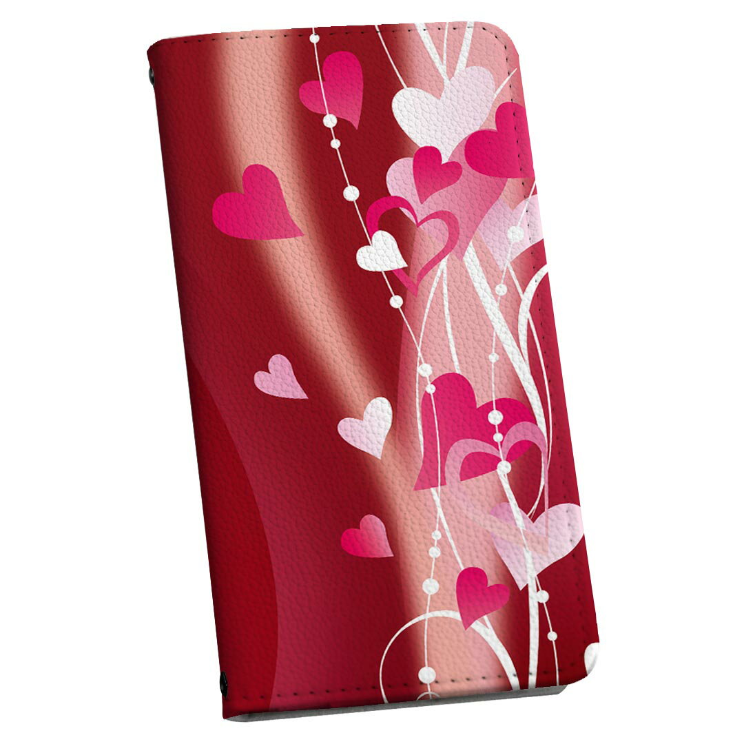 AQUOS zero5G basic SHG02 アクオス 専用 ケース カバー 手帳型 shg02 マグネット式 ピタッと閉まる レザーケース カード収納 ポケット igcase 007840 赤　レッド　ハート　ピンク