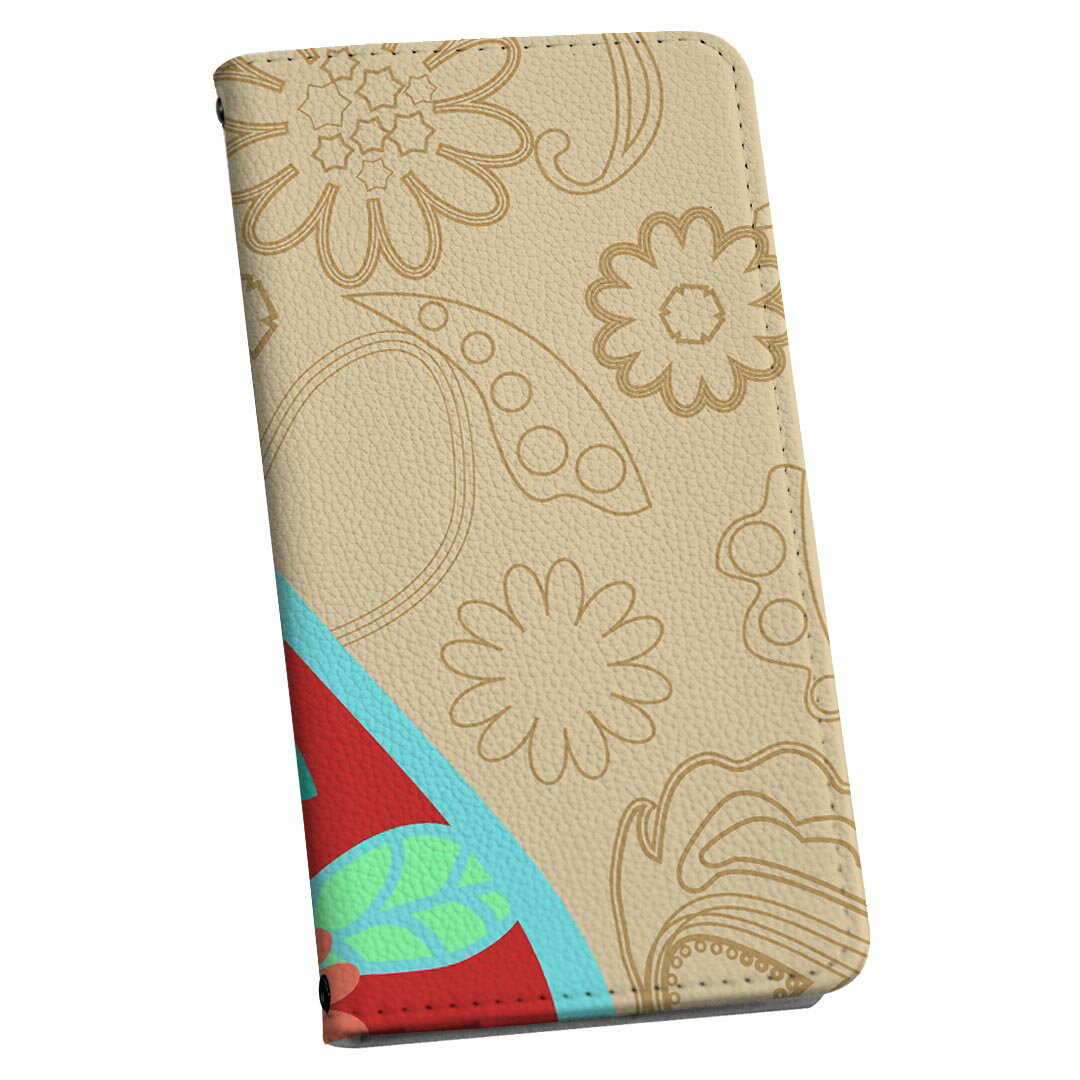 LGV33 Qua phone PX キュア フォン lgv33 ストラップ付き ケース ショルダー スマホ 落下防止 手帳型 マグネット式 ピタッと閉まる スマホカバー 肩掛け 斜めかけ 007958 花　　水色　赤　レッド　模様