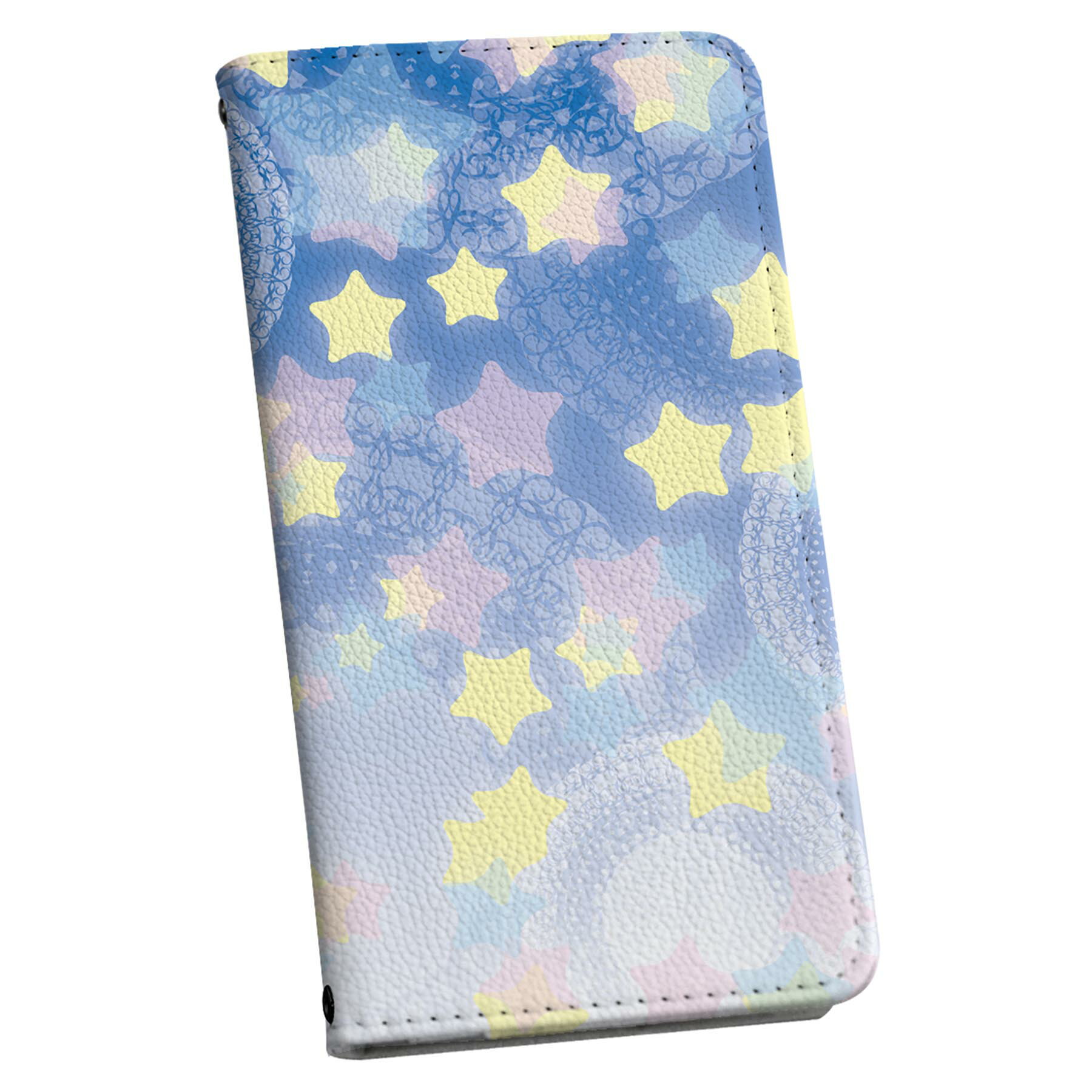 AQUOS sense9 用 手帳型ケース SH-53E / SHG14 / SH-M29 共通対応 カバー 手帳型 マグネット式 ピタッと閉まる レザーケース sh53e カード収納 ポケット igcase 007992 星　スター　レース　模様　パステル